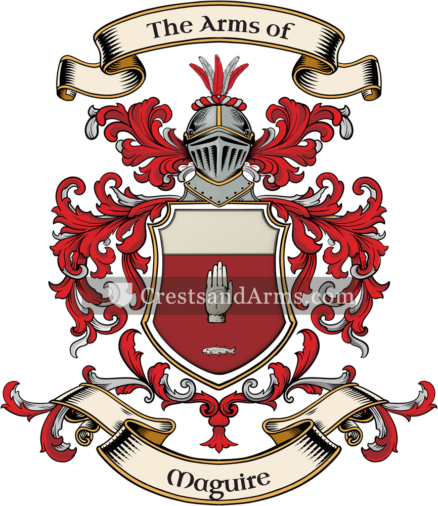 The Maguire coat of arms, drawn from the recorded blazon