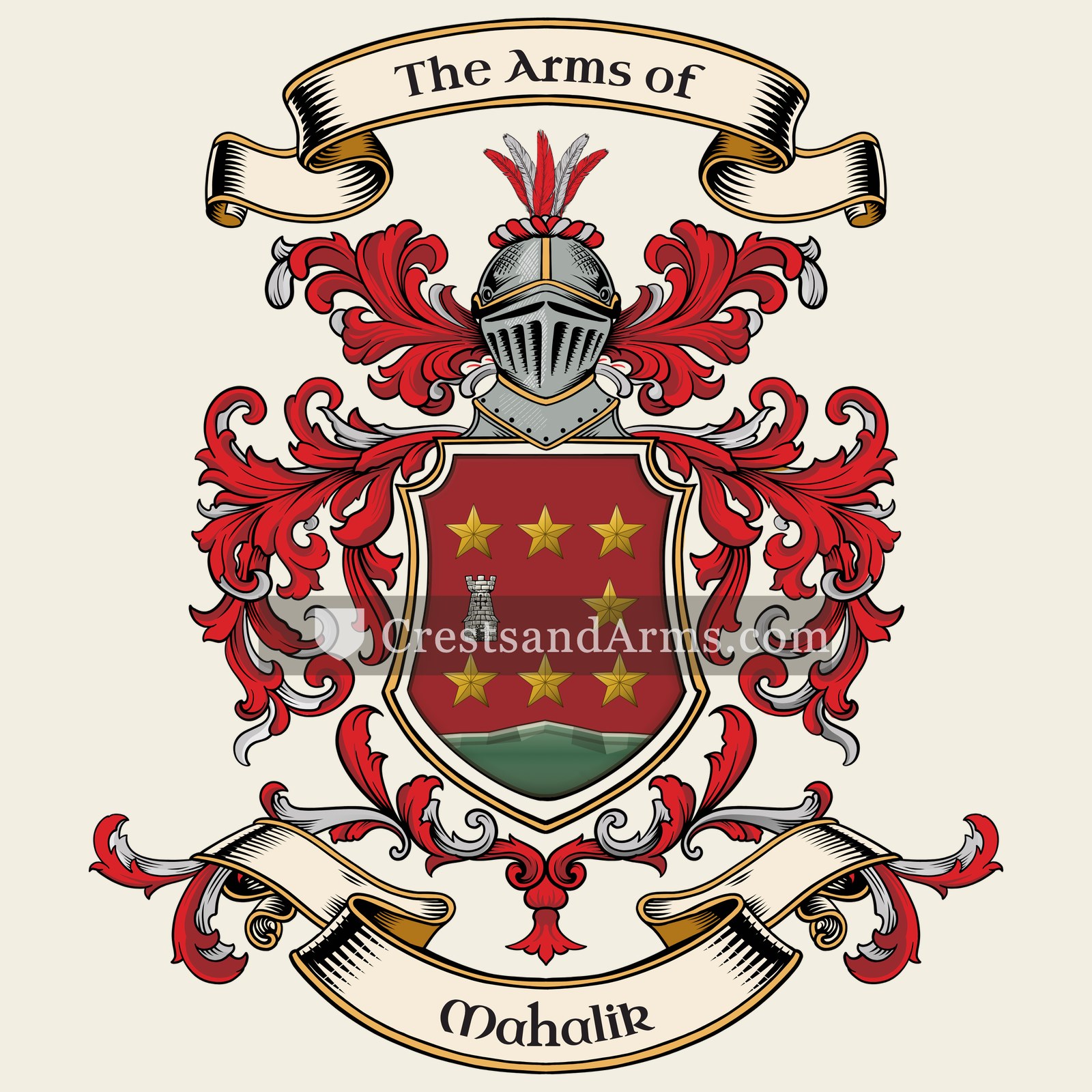 The Mahalik coat of arms, drawn from the recorded blazon