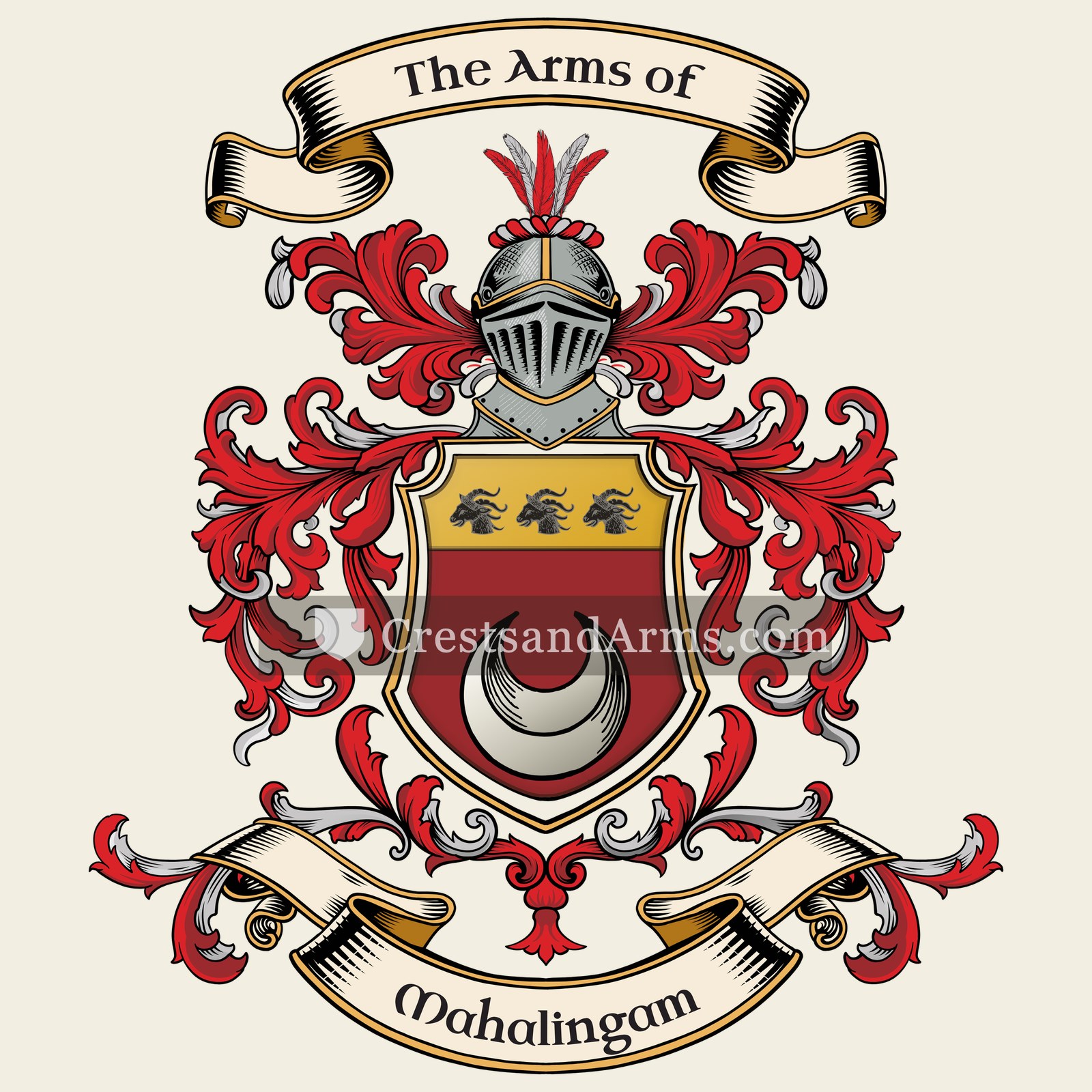 The Mahalingam coat of arms, drawn from the recorded blazon