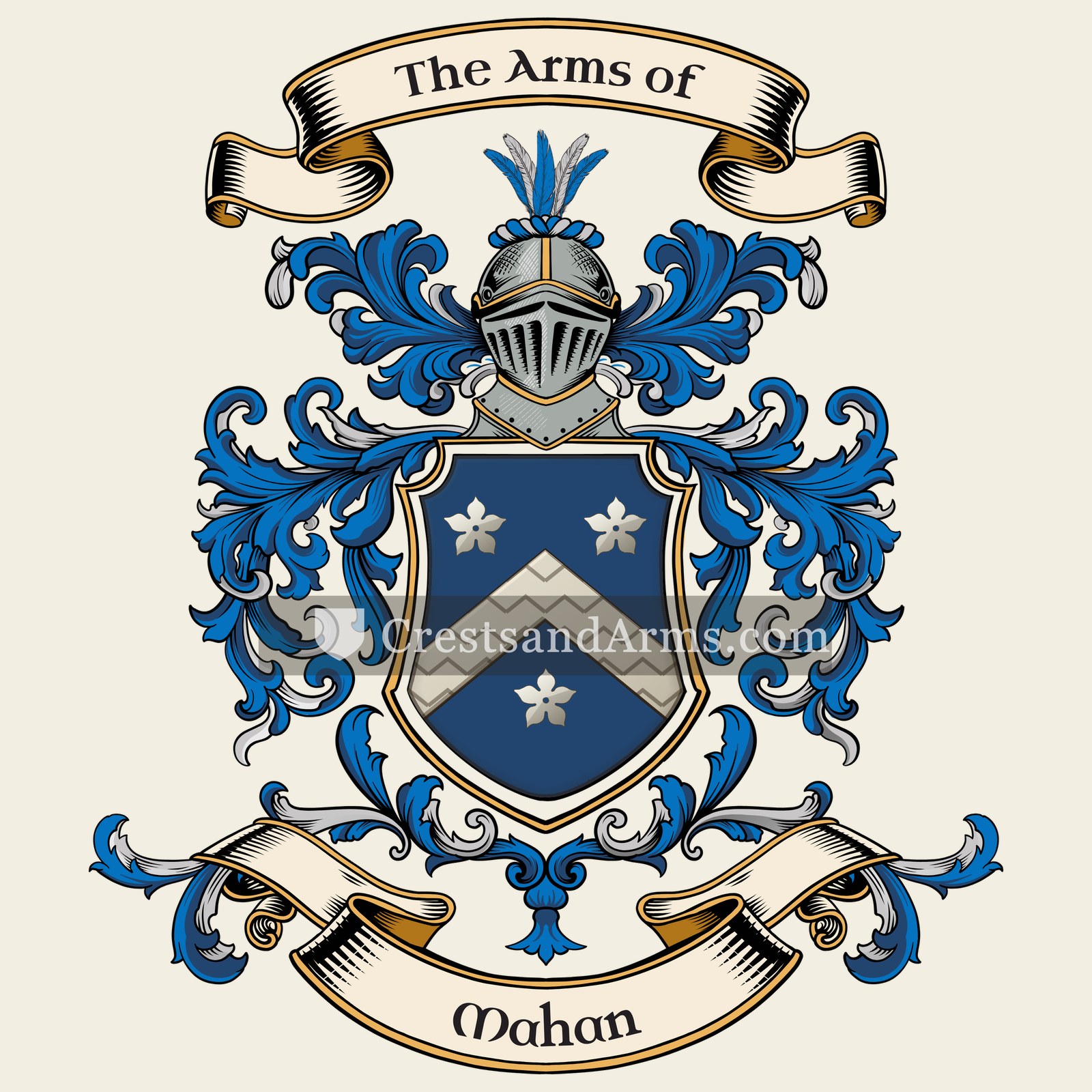 The Mahan coat of arms, drawn from the recorded blazon