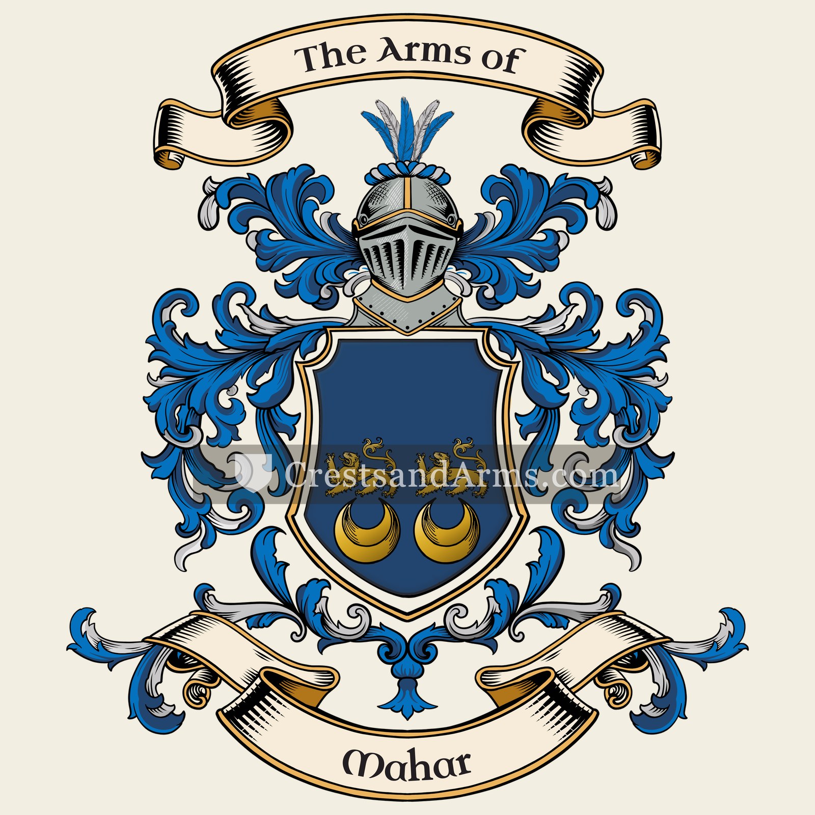 The Mahar coat of arms, drawn from the recorded blazon