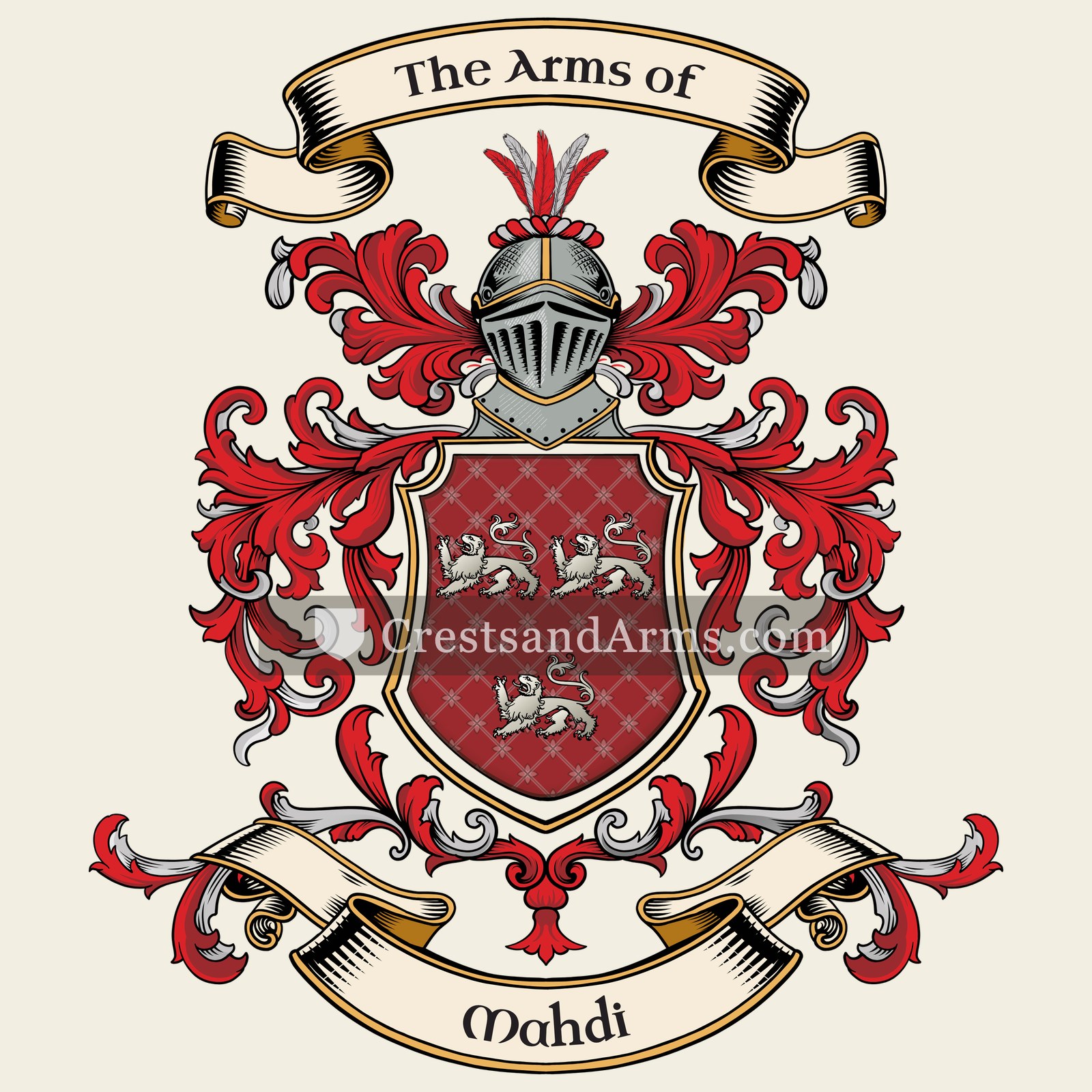 The Mahdi coat of arms, drawn from the recorded blazon
