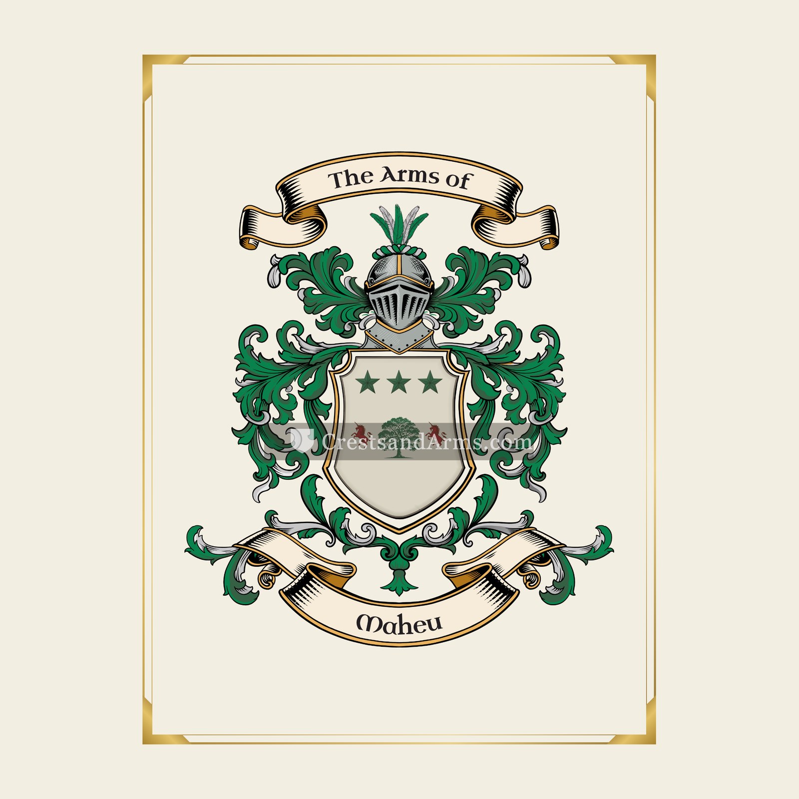 With gold border
