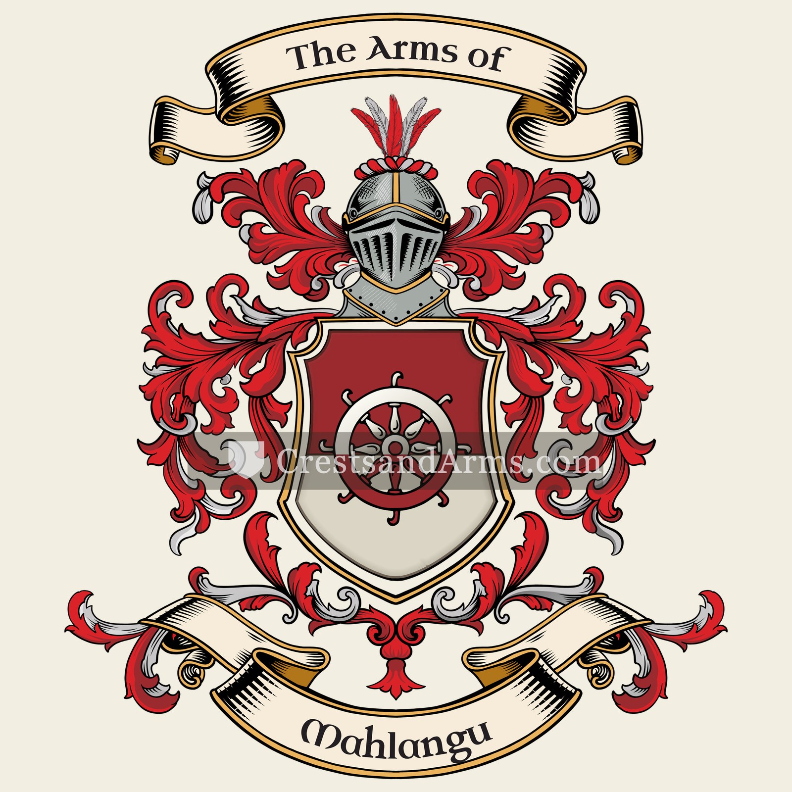 The Mahlangu coat of arms, drawn from the recorded blazon