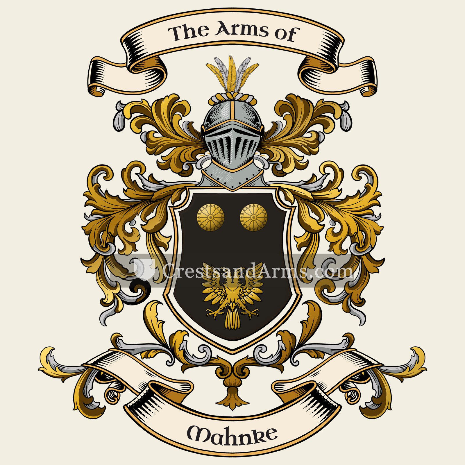 The Mahnke coat of arms, drawn from the recorded blazon