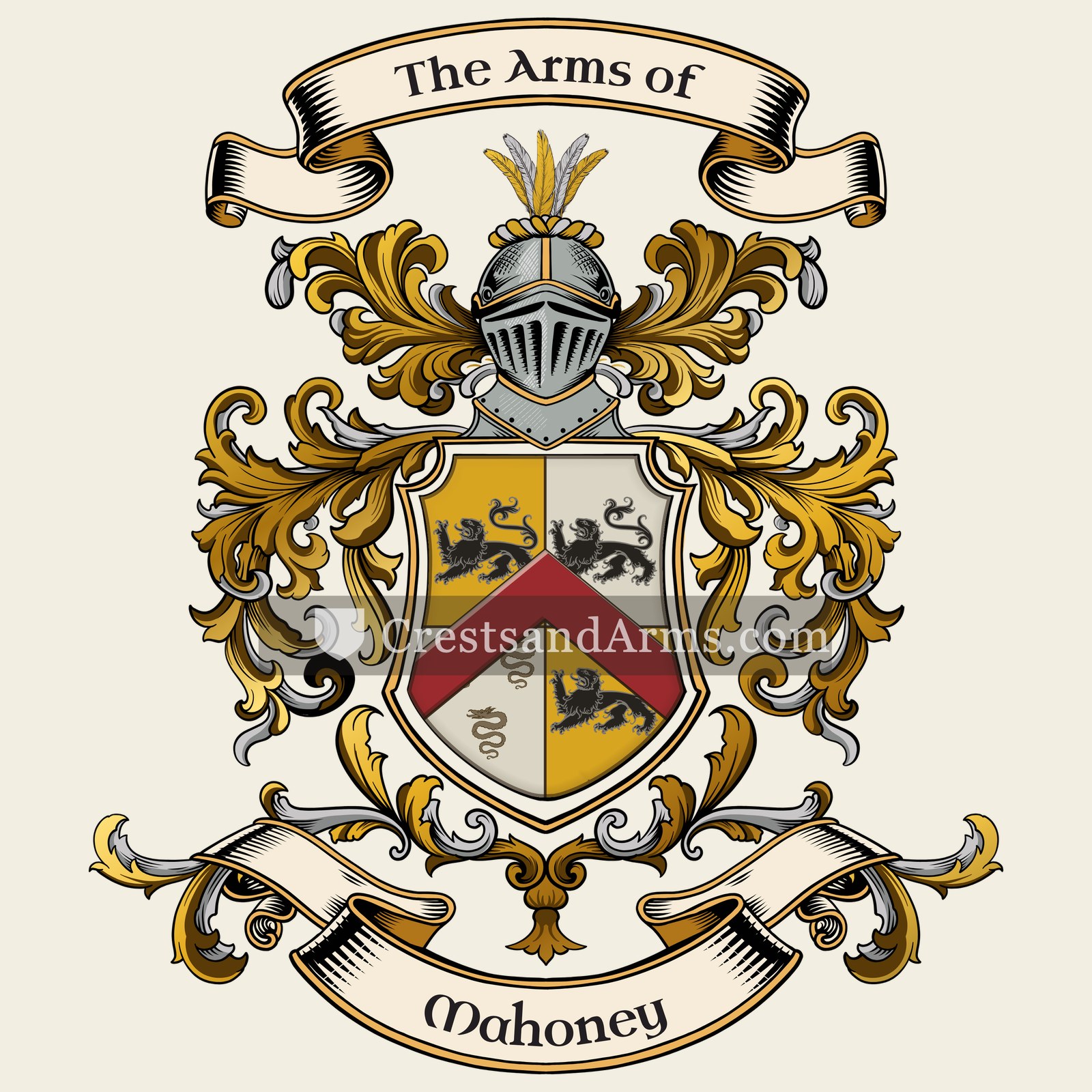 The Mahoney coat of arms, drawn from the recorded blazon