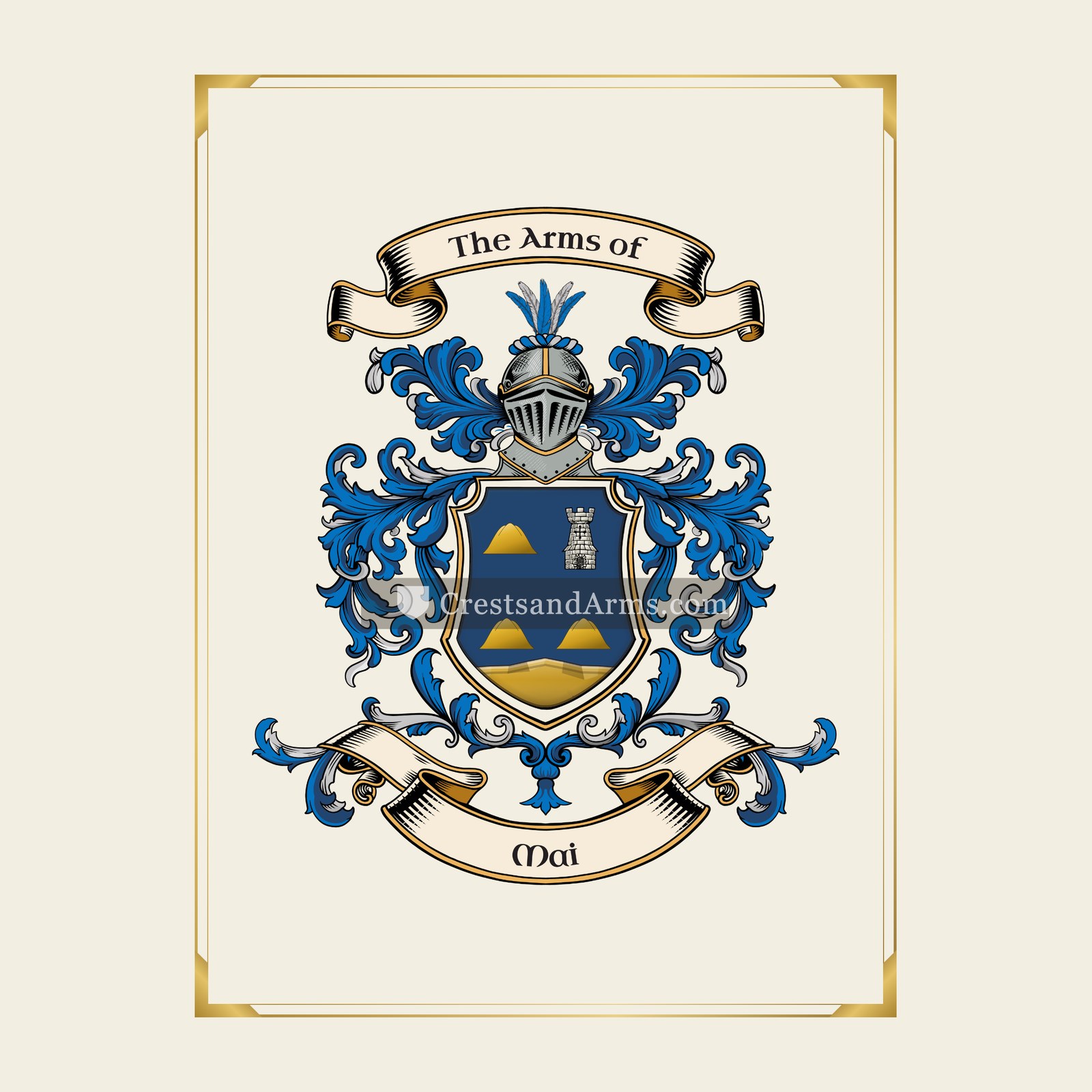 With gold border