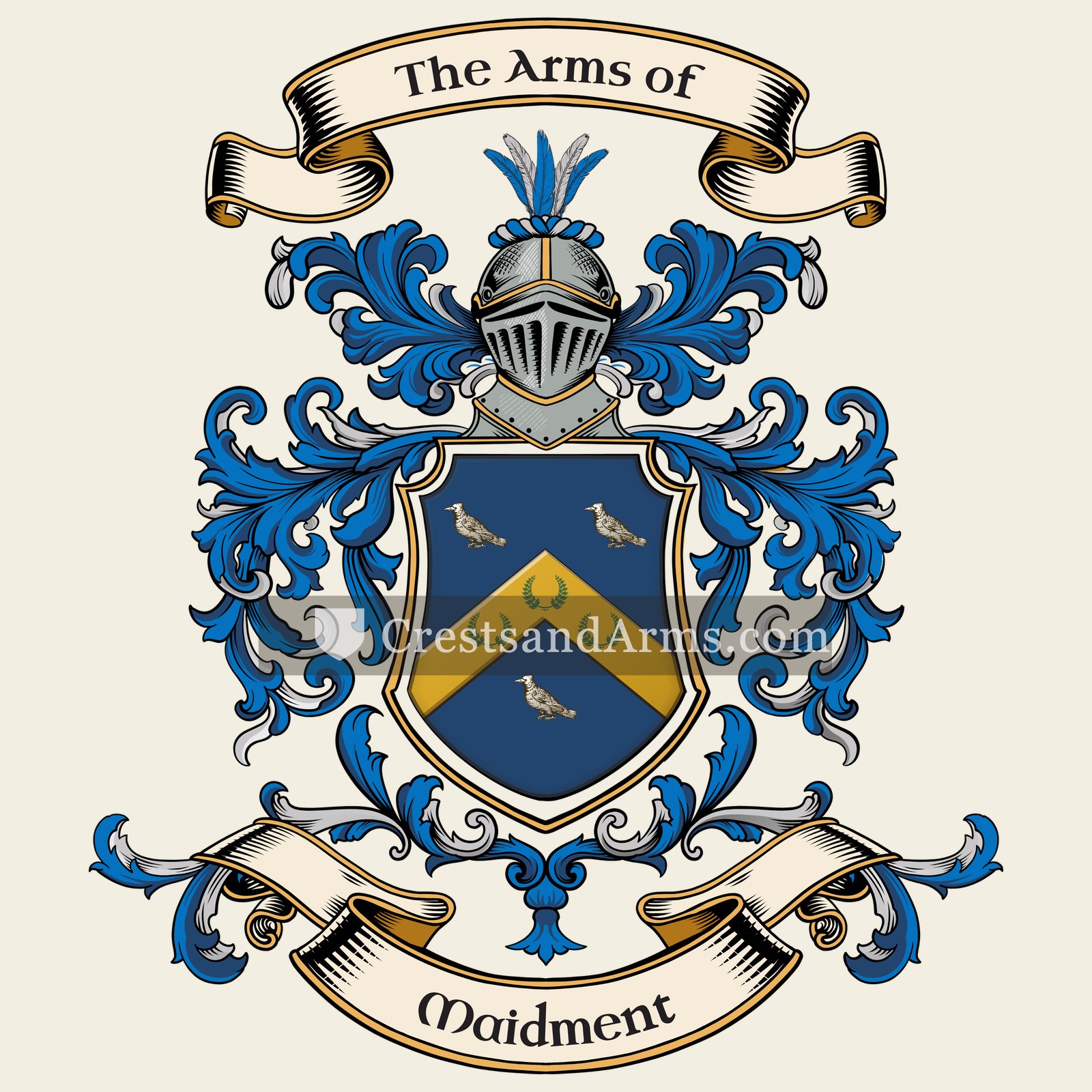 The Maidment coat of arms, drawn from the recorded blazon