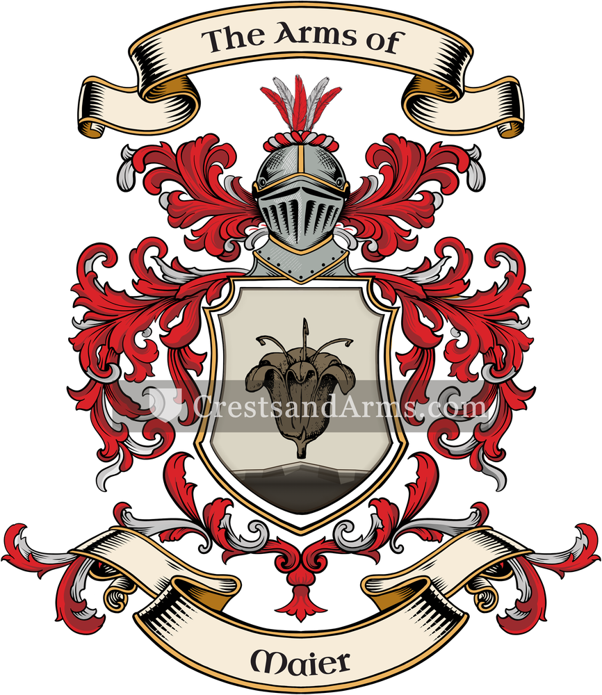 The Maier coat of arms, drawn from the recorded blazon