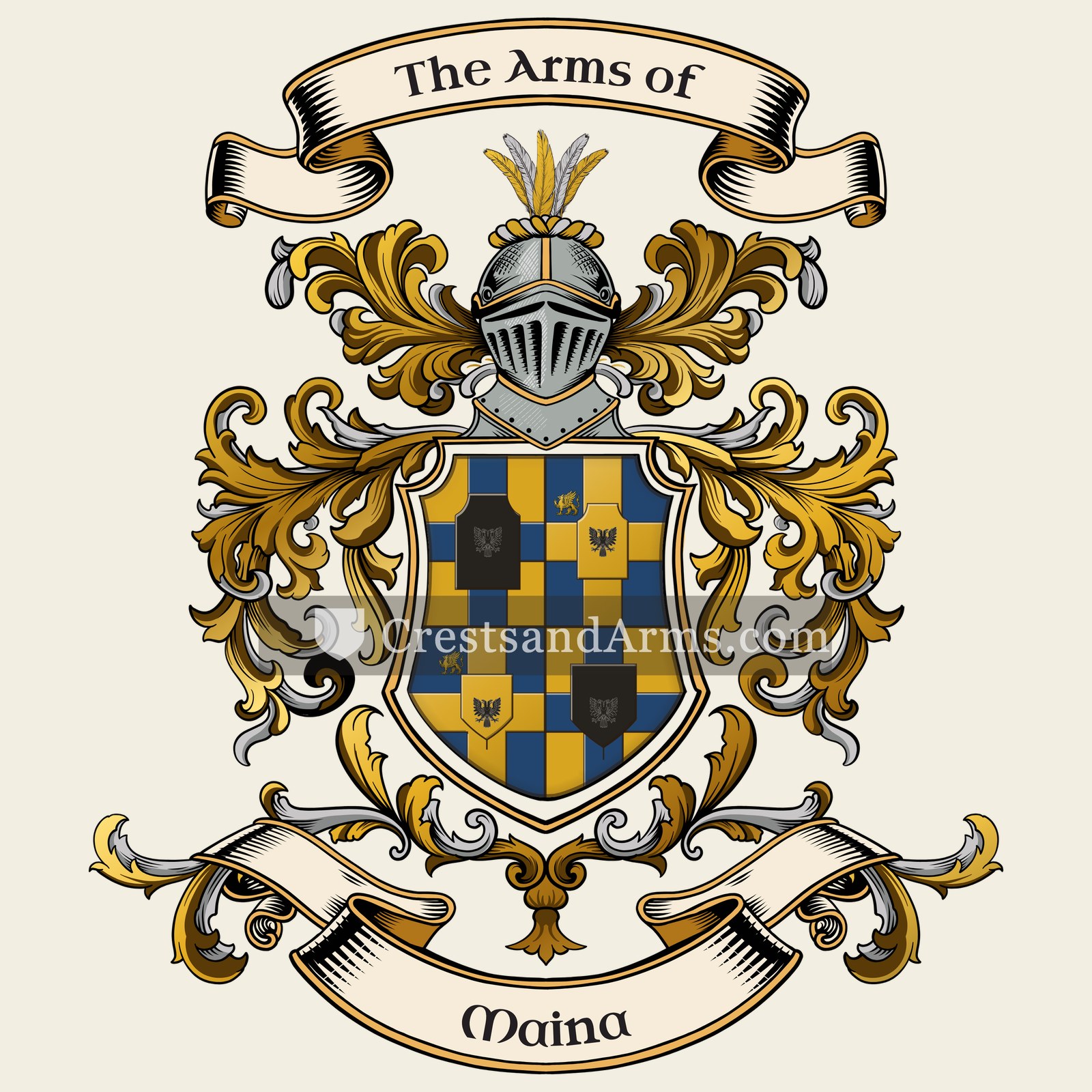 The Maina coat of arms, drawn from the recorded blazon