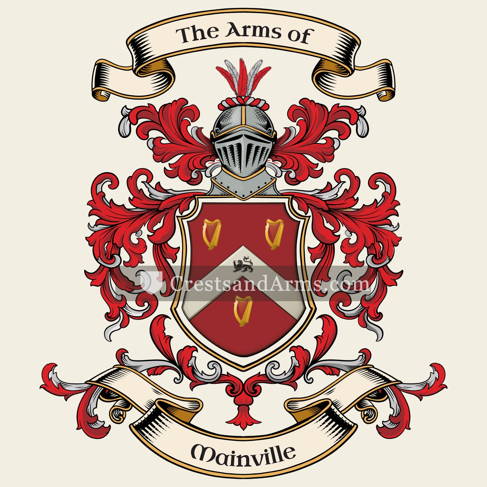 The Mainville coat of arms, drawn from the recorded blazon