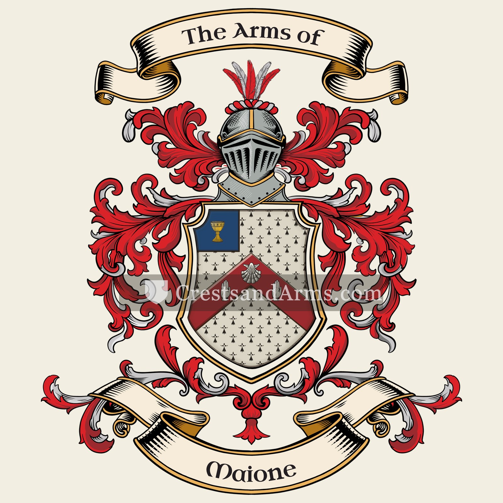 The Maione coat of arms, drawn from the recorded blazon
