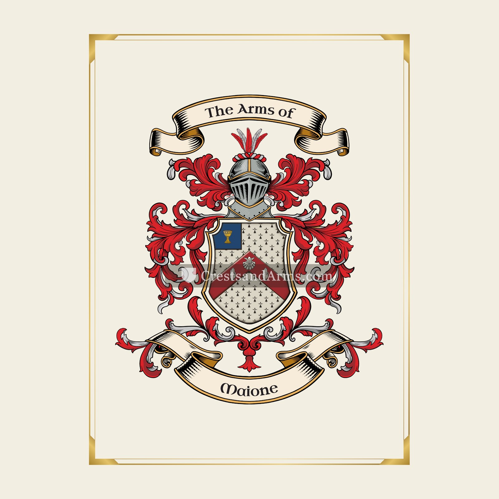 With gold border
