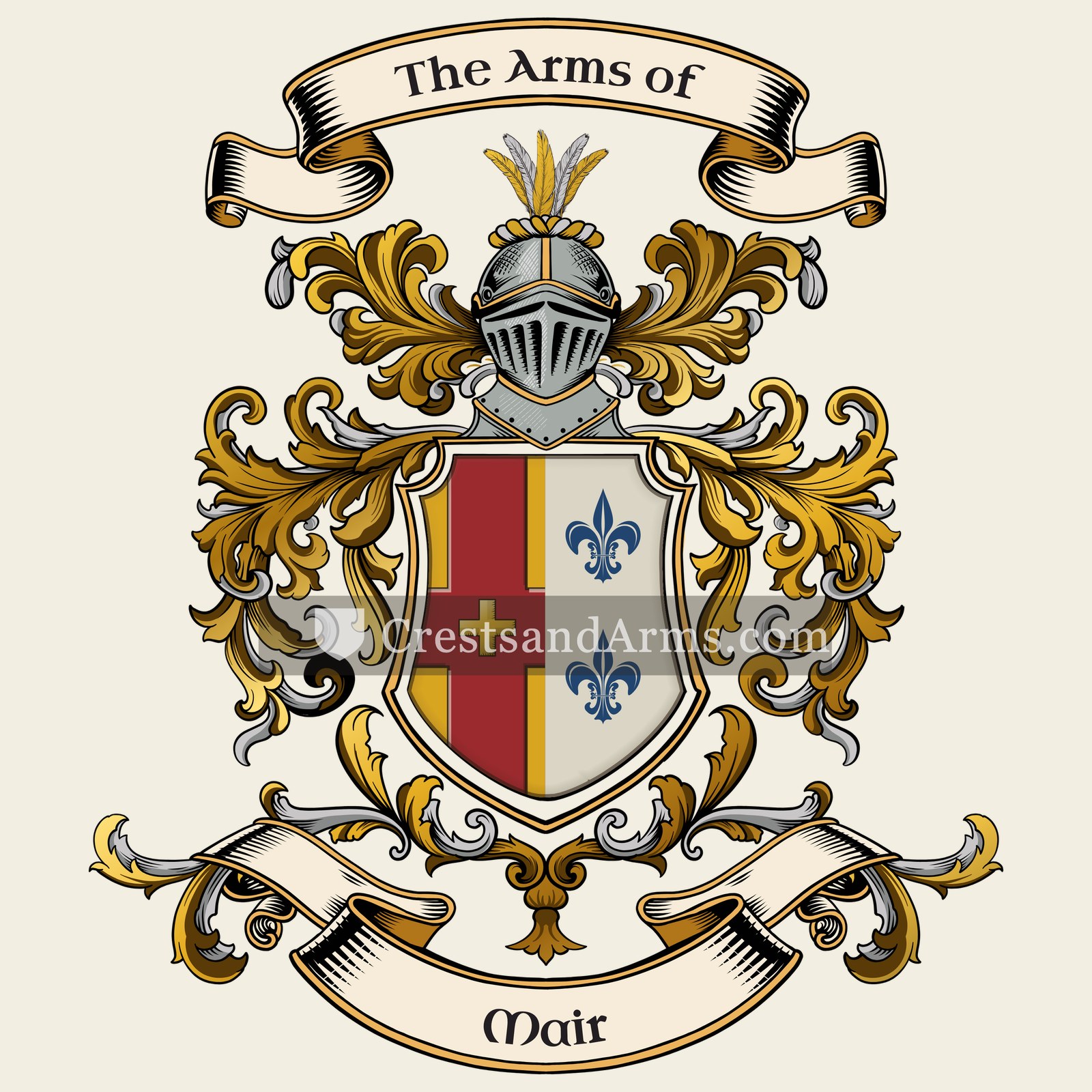 The Mair coat of arms, drawn from the recorded blazon