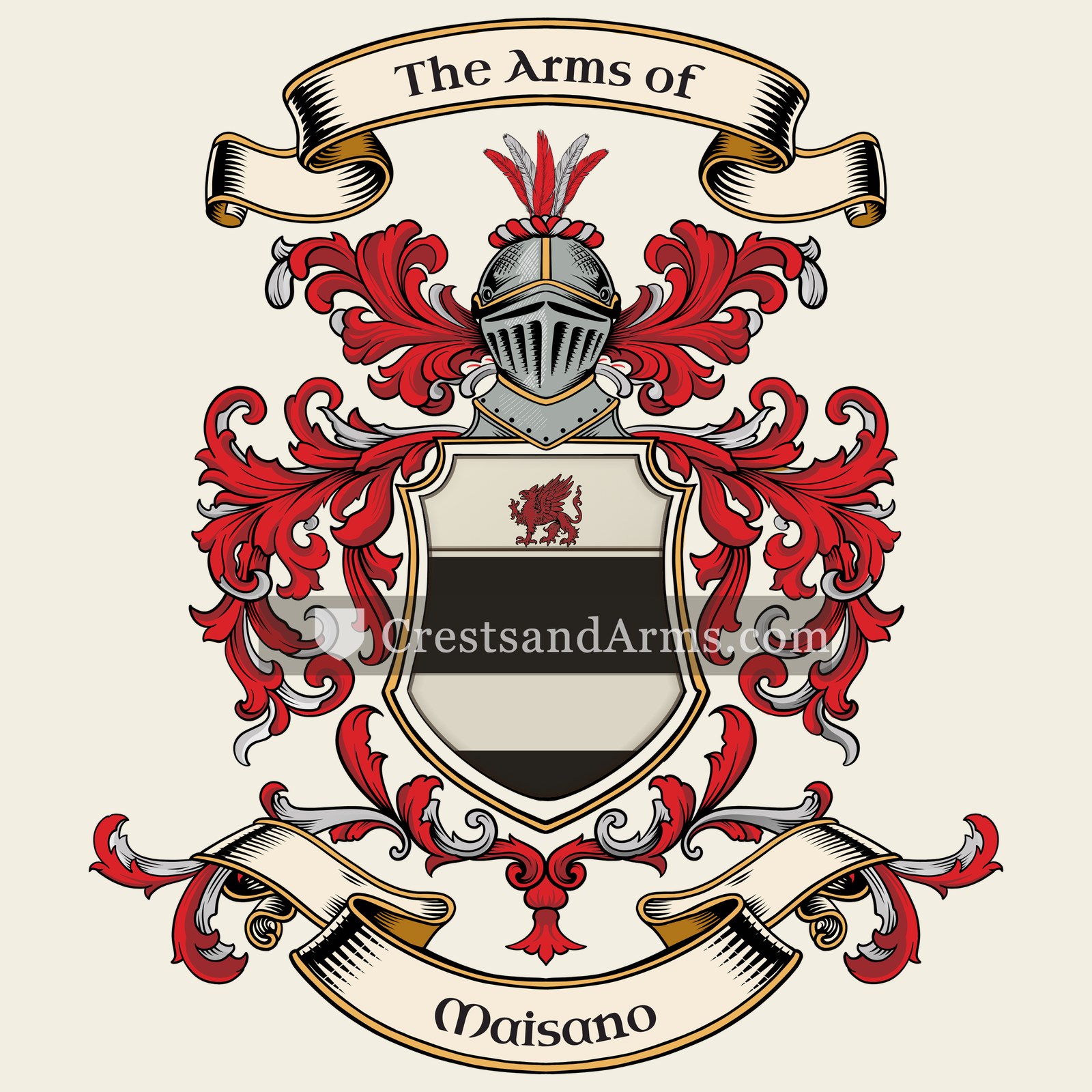 The Maisano coat of arms, drawn from the recorded blazon