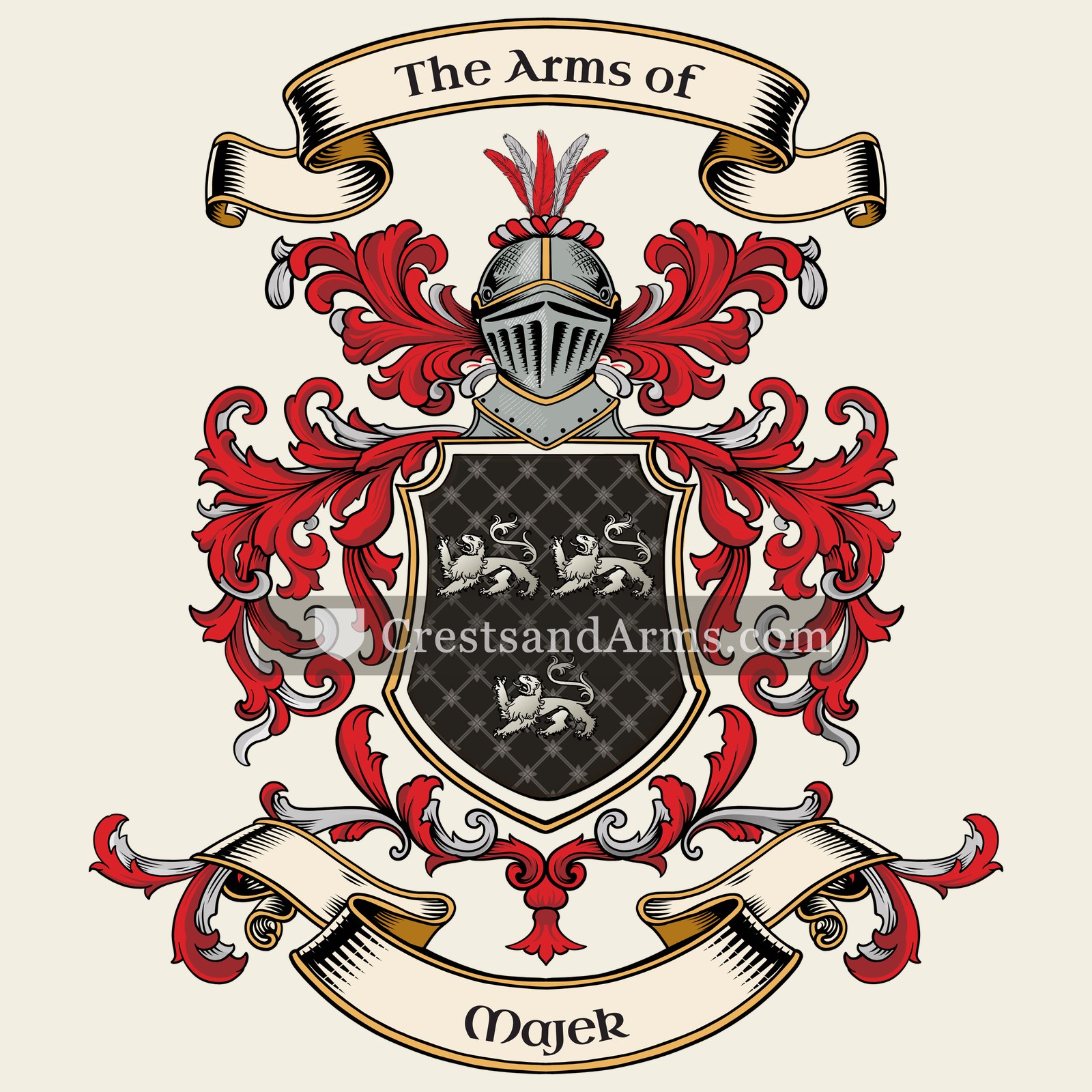 The Majek coat of arms, drawn from the recorded blazon