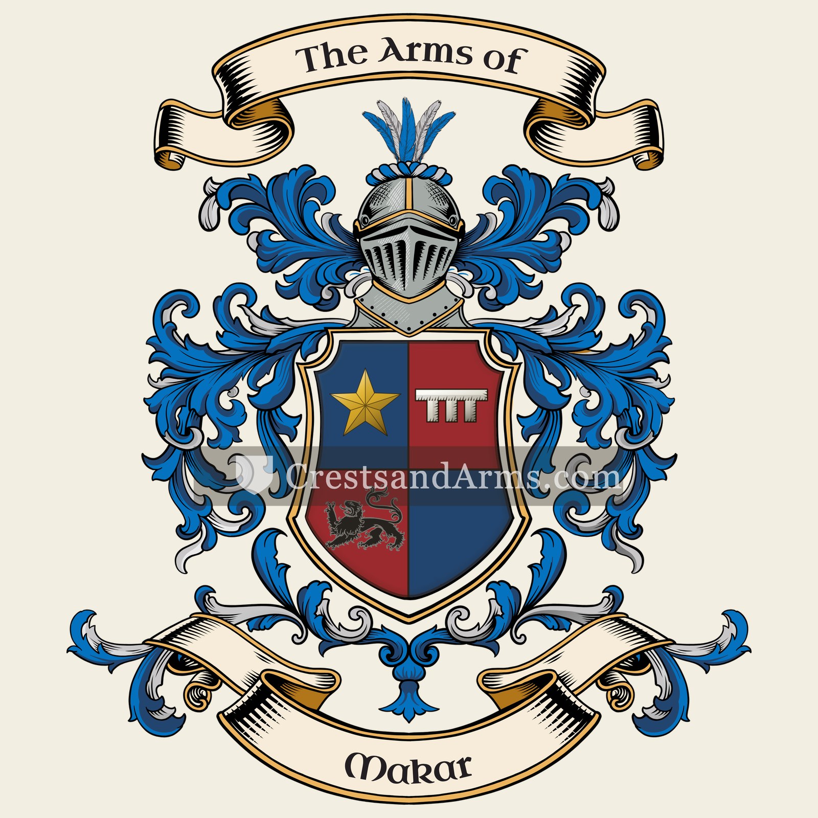 The Makar coat of arms, drawn from the recorded blazon
