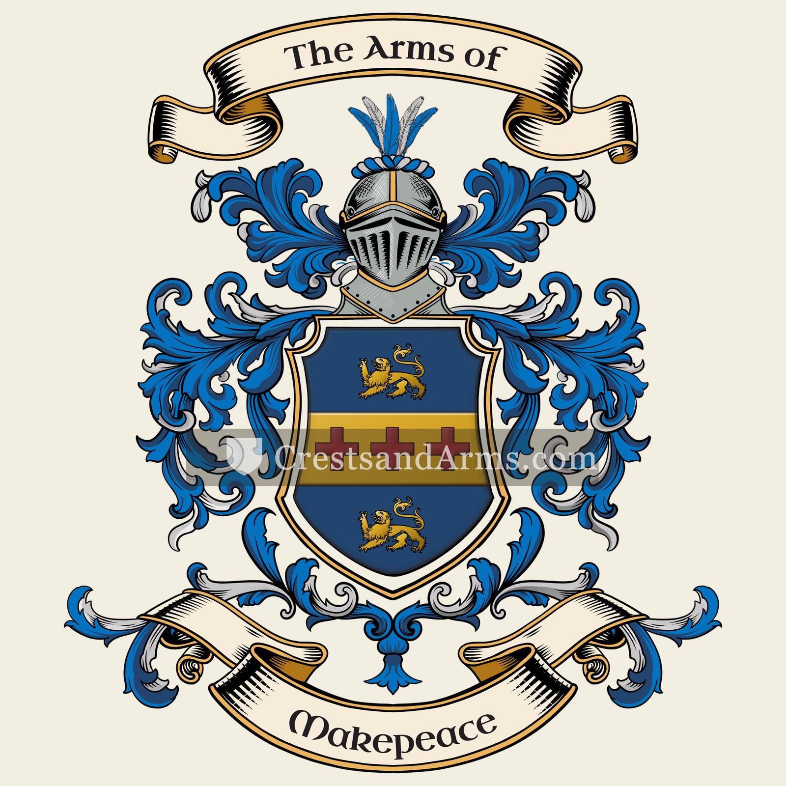 The Makepeace coat of arms, drawn from the recorded blazon