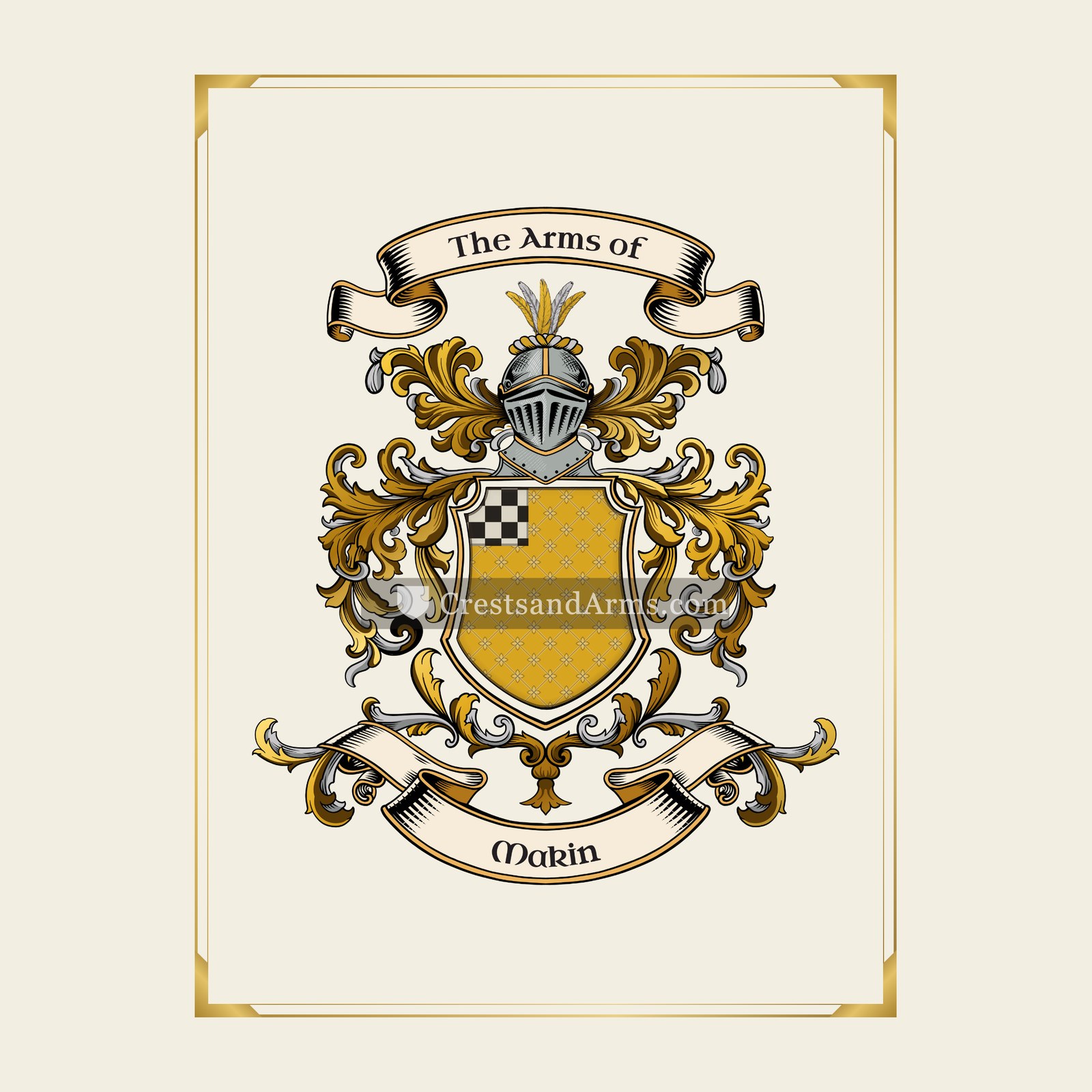 With gold border