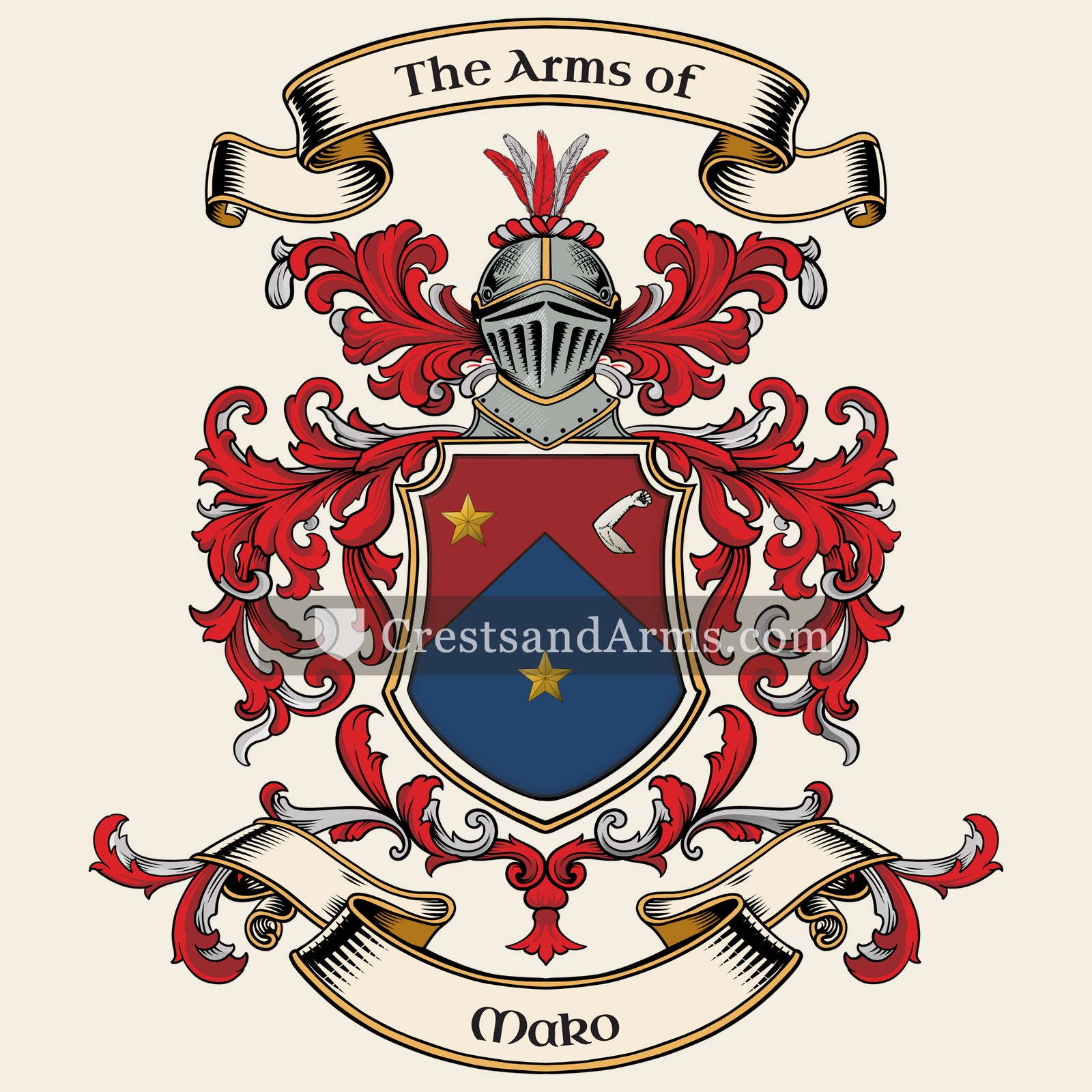 The Mako coat of arms, drawn from the recorded blazon