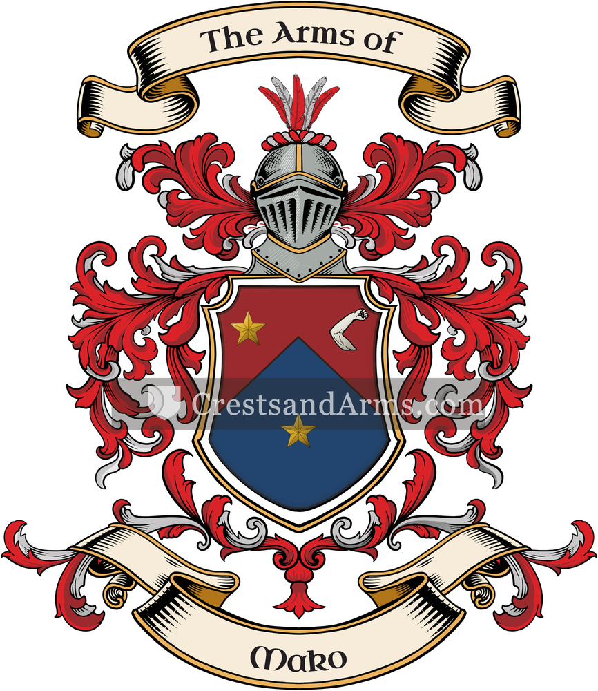 The Mako coat of arms, drawn from the recorded blazon