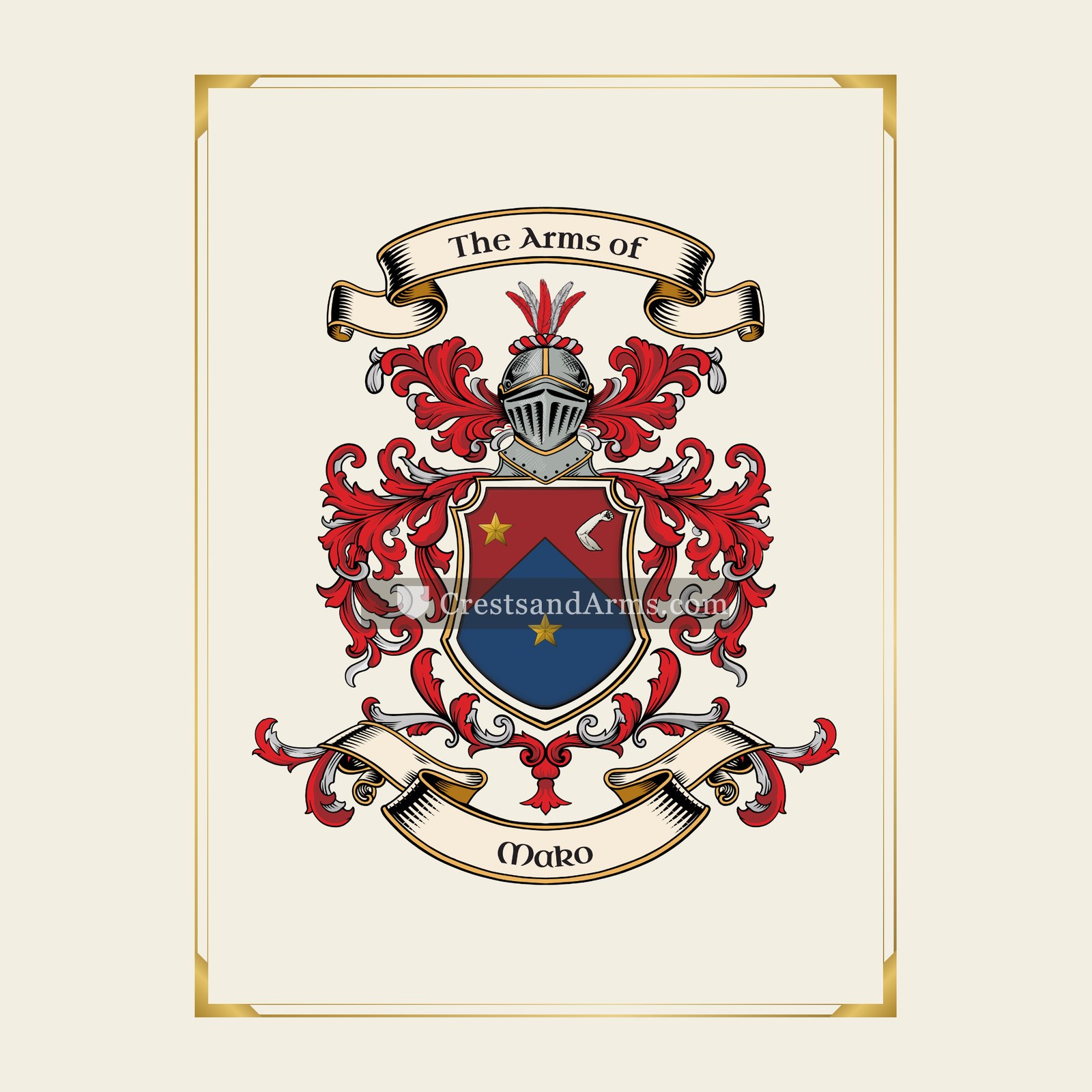 With gold border