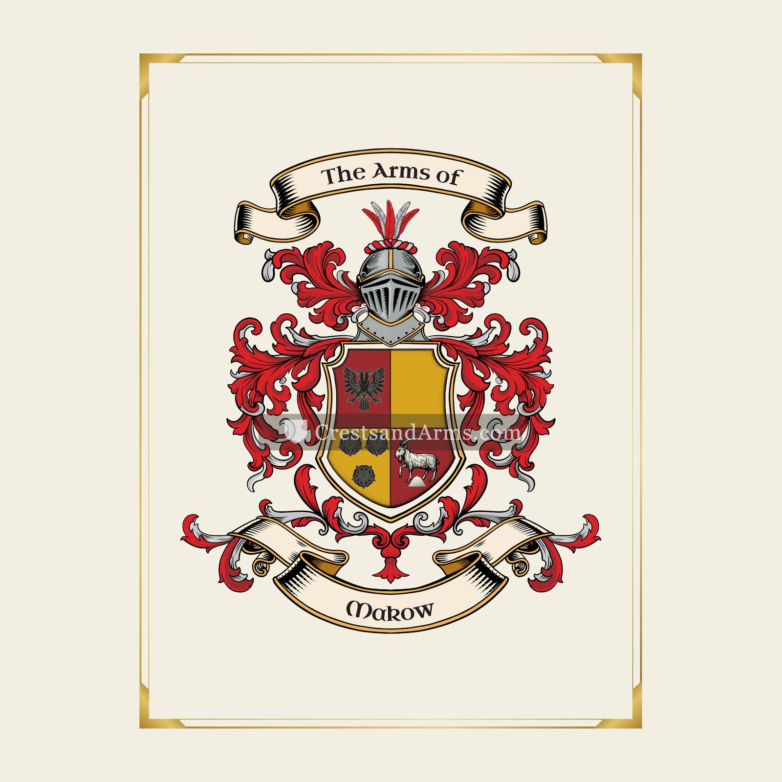 With gold border