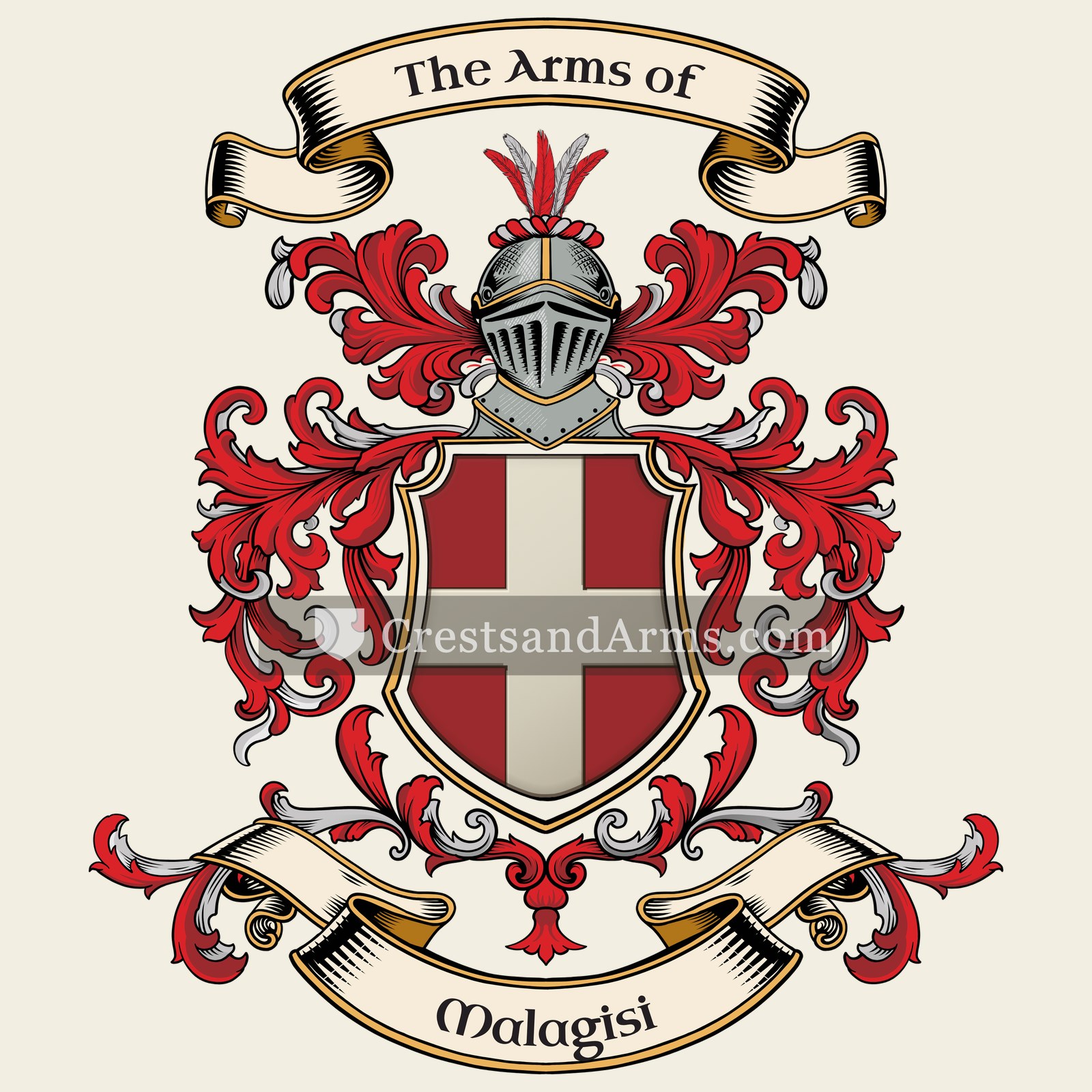 The Malagisi coat of arms, drawn from the recorded blazon