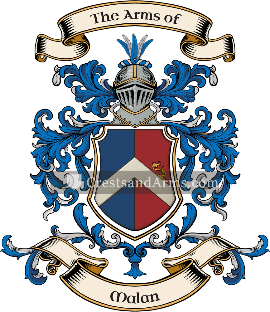 The Malan coat of arms, drawn from the recorded blazon