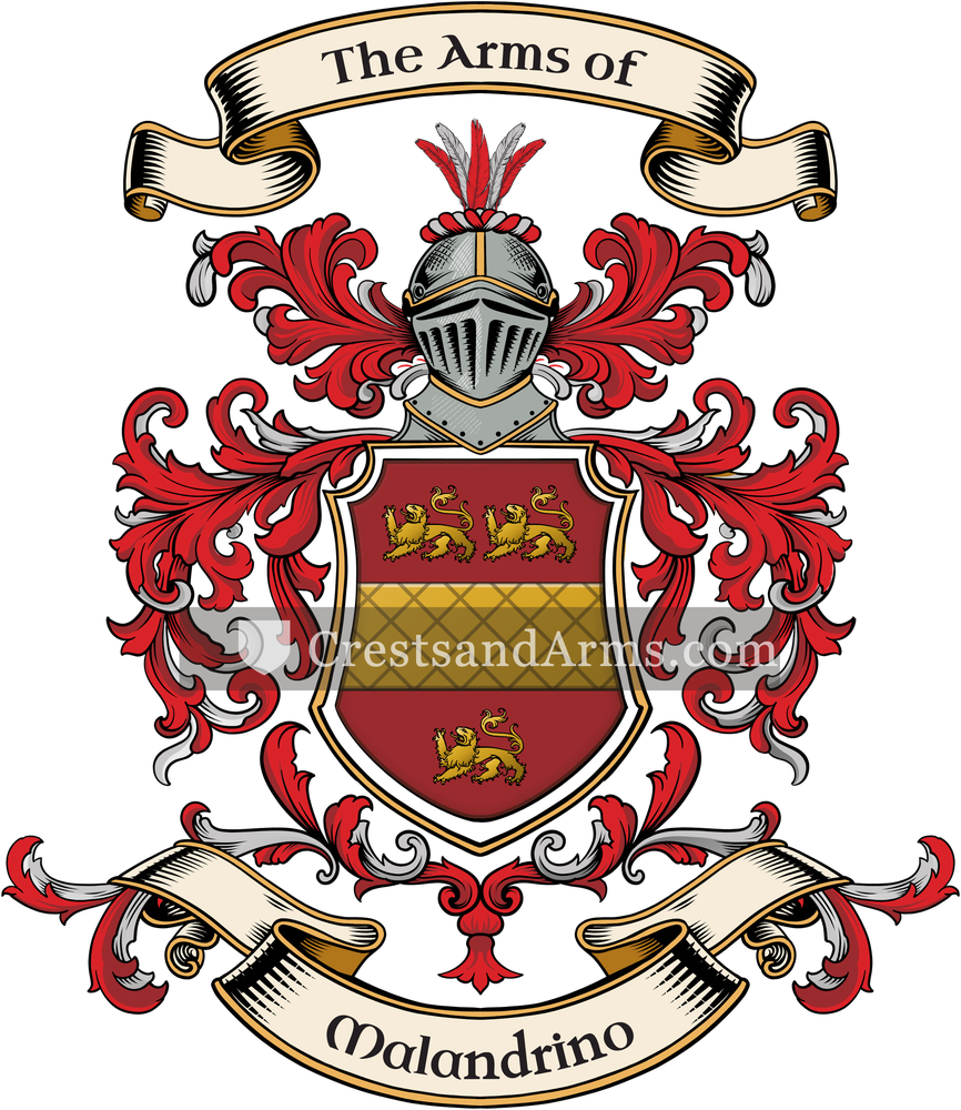 The Malandrino coat of arms, drawn from the recorded blazon