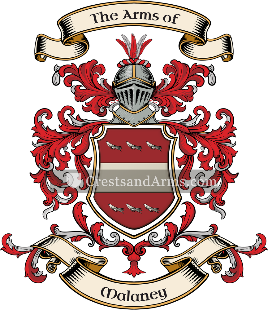 The Malaney coat of arms, drawn from the recorded blazon