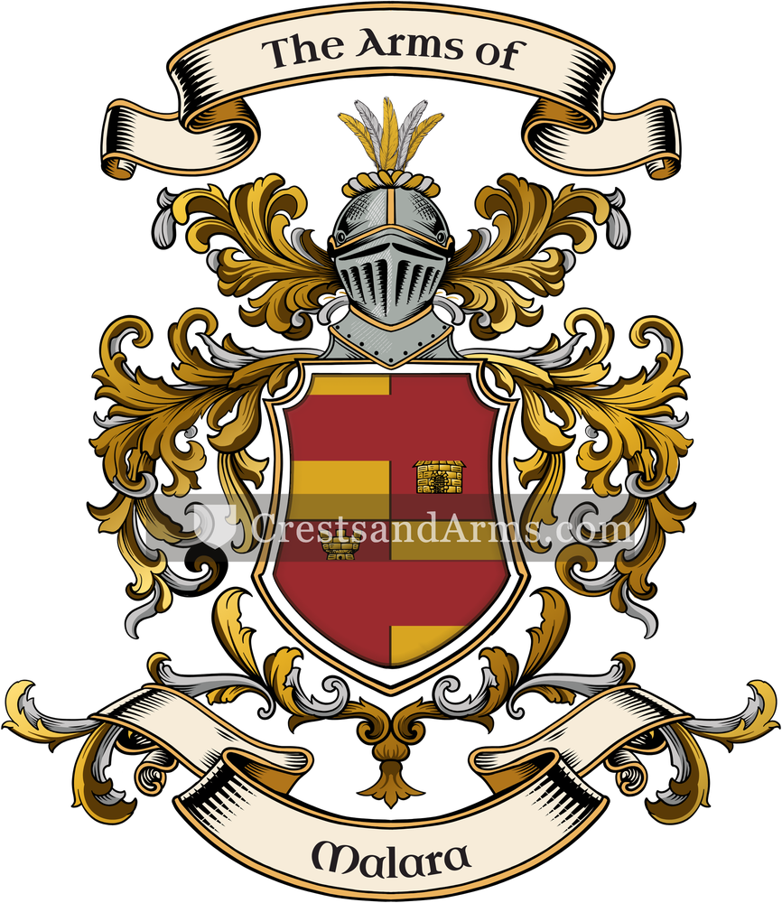 The Malara coat of arms, drawn from the recorded blazon