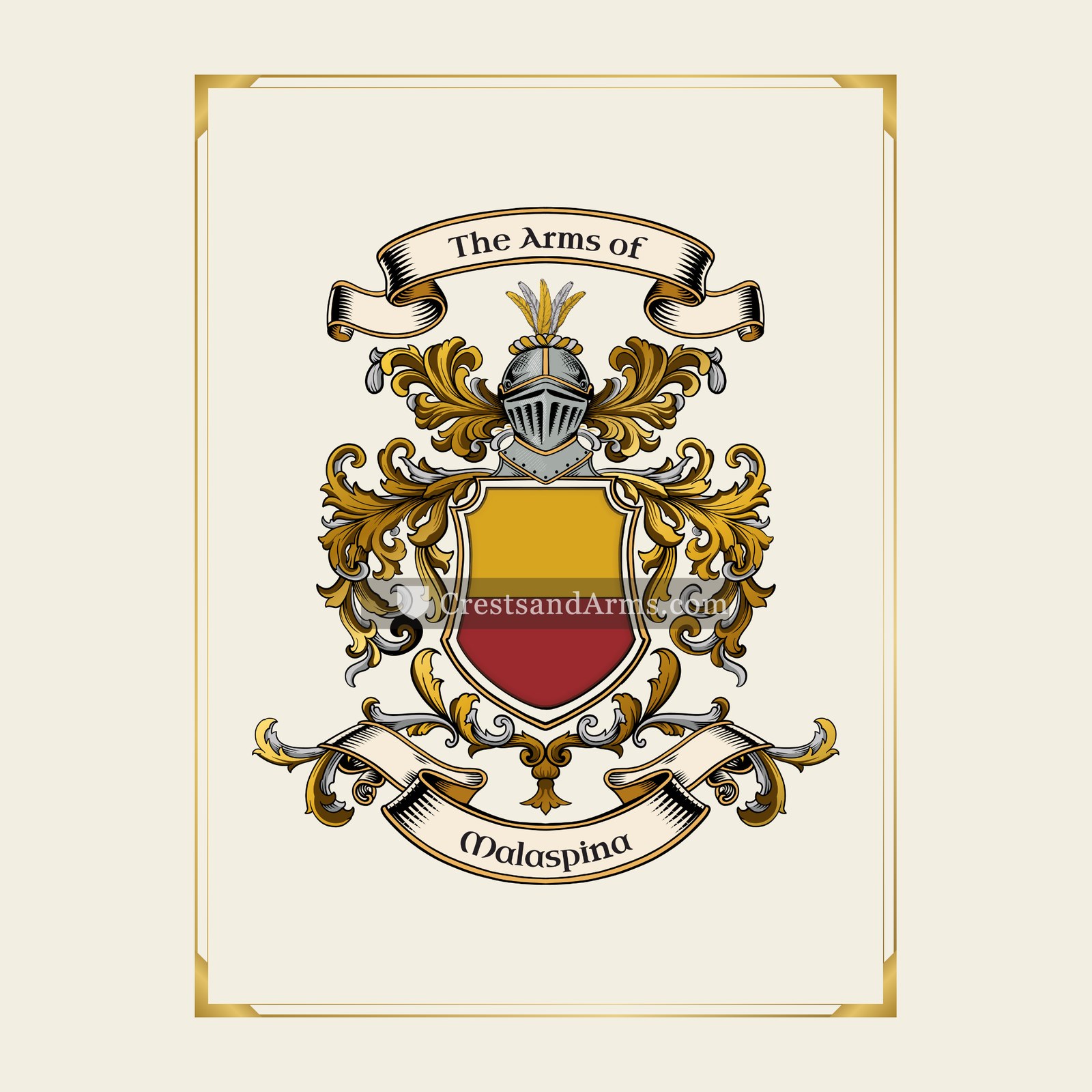 With gold border
