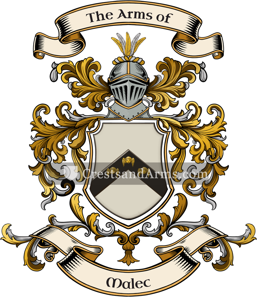 The Malec coat of arms, drawn from the recorded blazon
