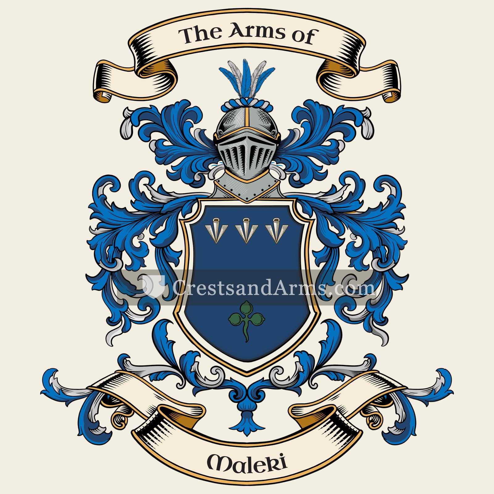 The Maleki coat of arms, drawn from the recorded blazon