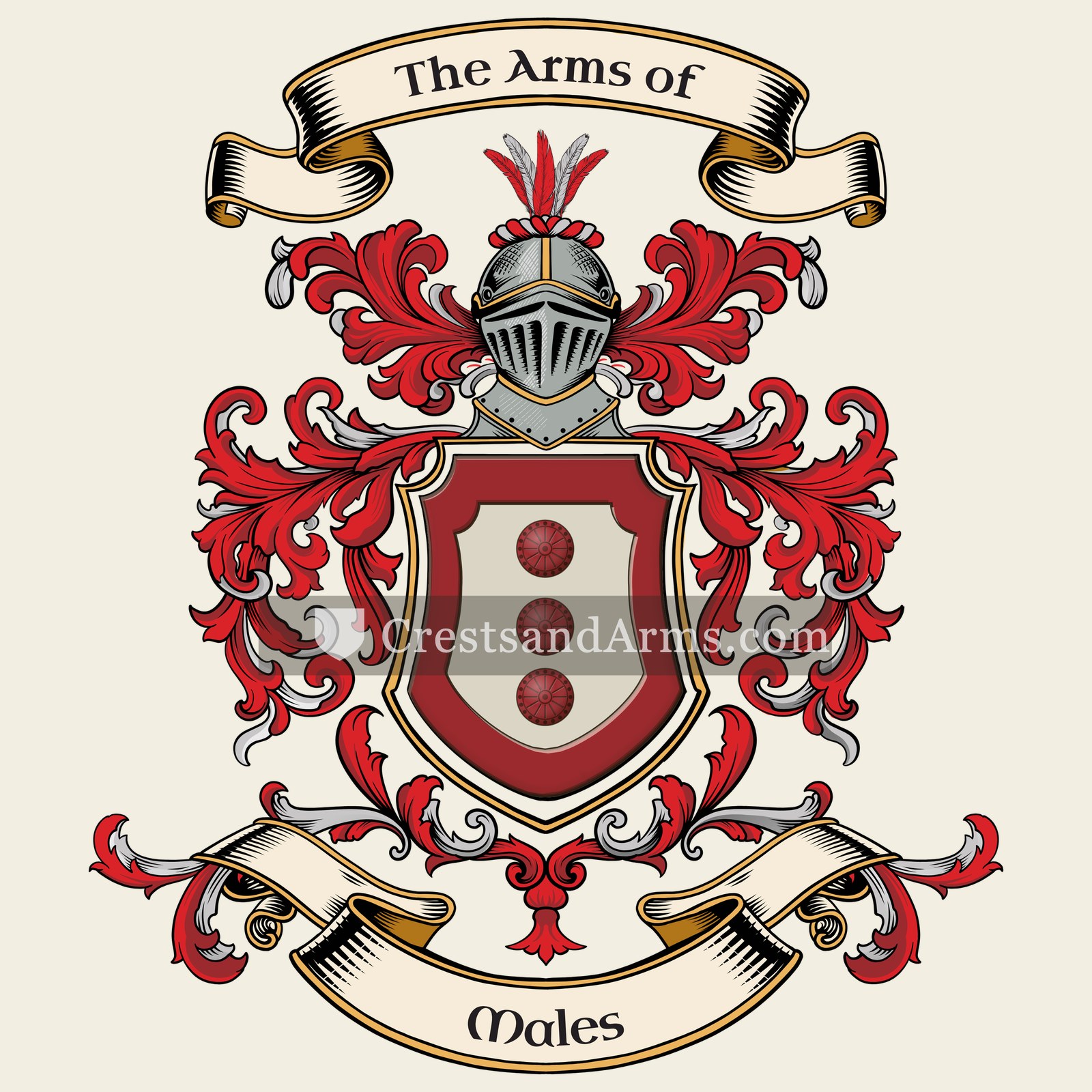 The Males coat of arms, drawn from the recorded blazon
