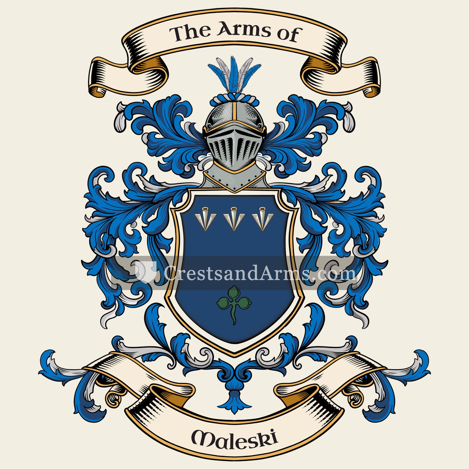 The Maleski coat of arms, drawn from the recorded blazon