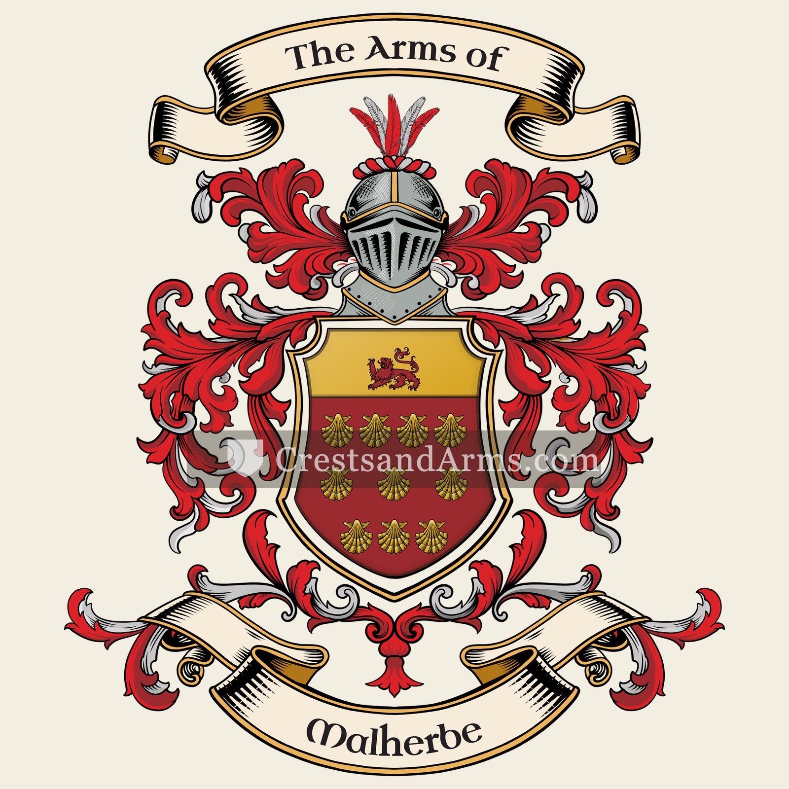 The Malherbe coat of arms, drawn from the recorded blazon