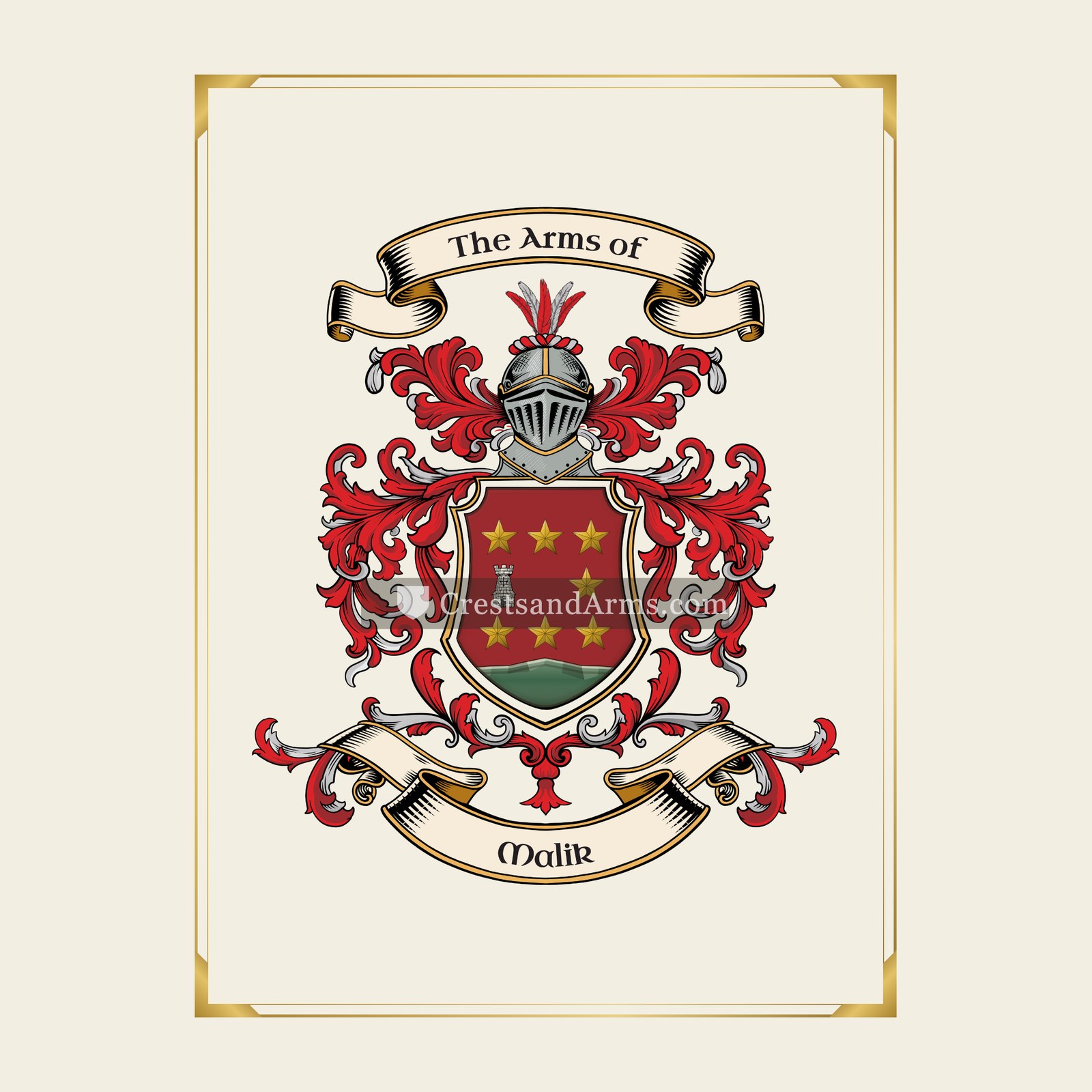 With gold border