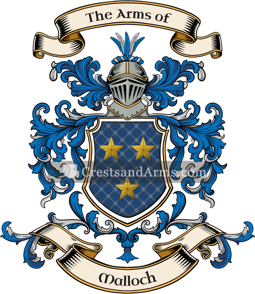 The Malloch coat of arms, drawn from the recorded blazon