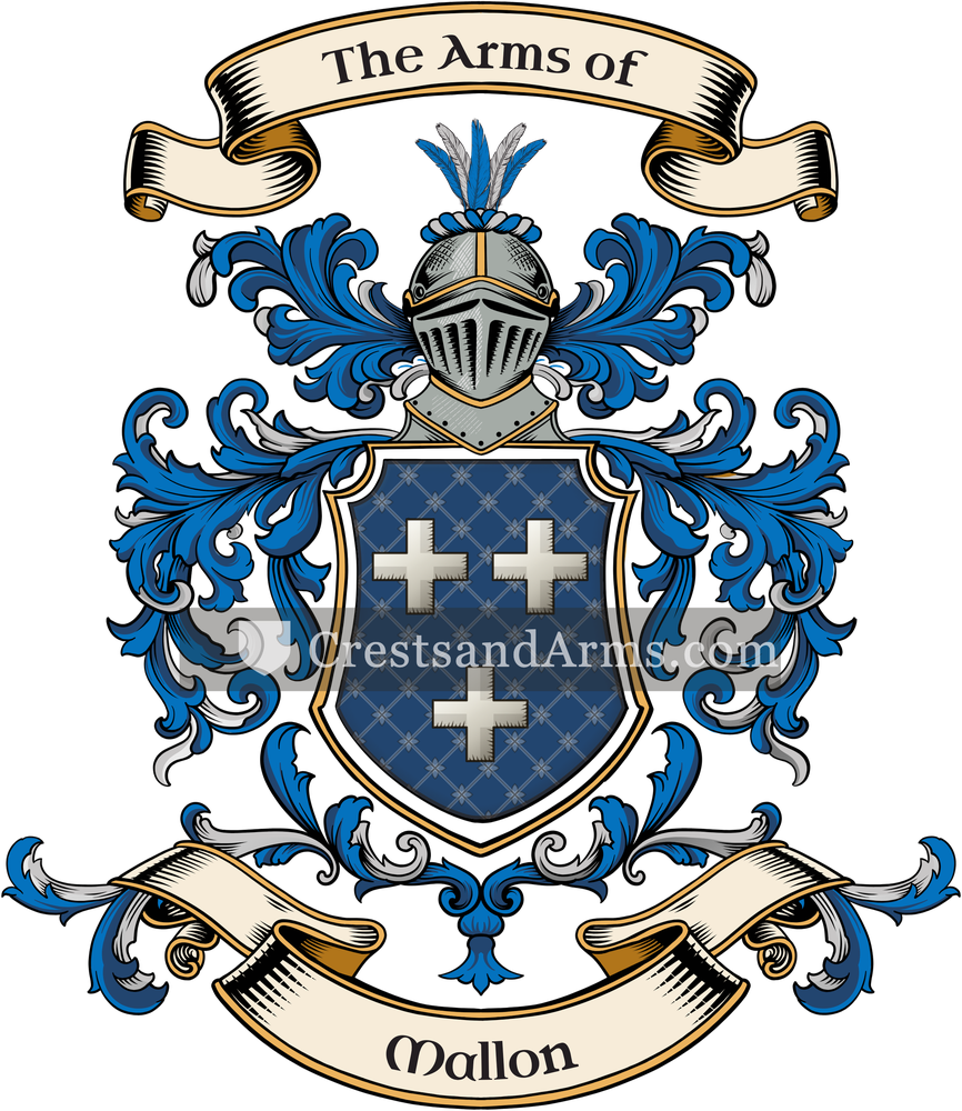 The Mallon coat of arms, drawn from the recorded blazon