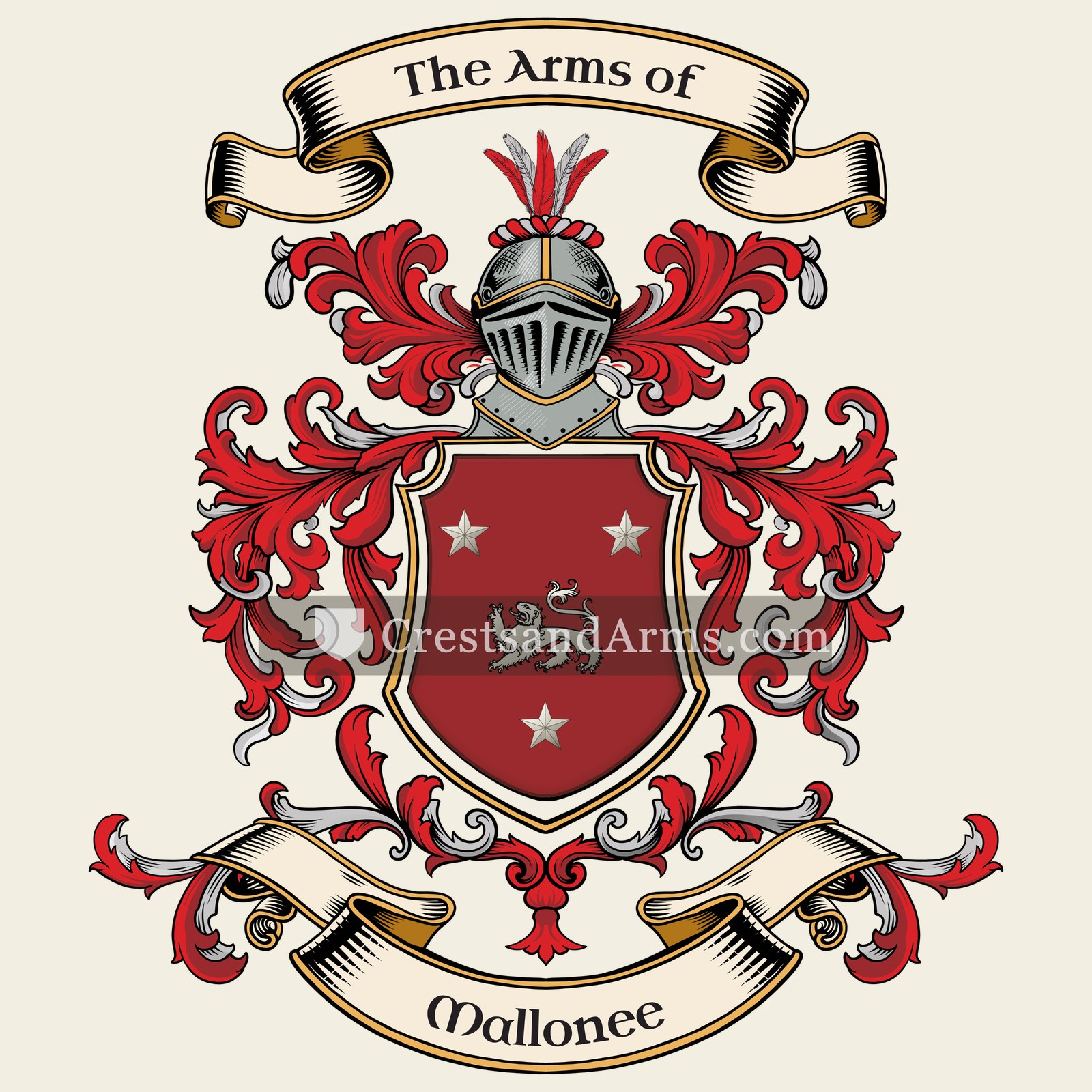 The Mallonee coat of arms, drawn from the recorded blazon