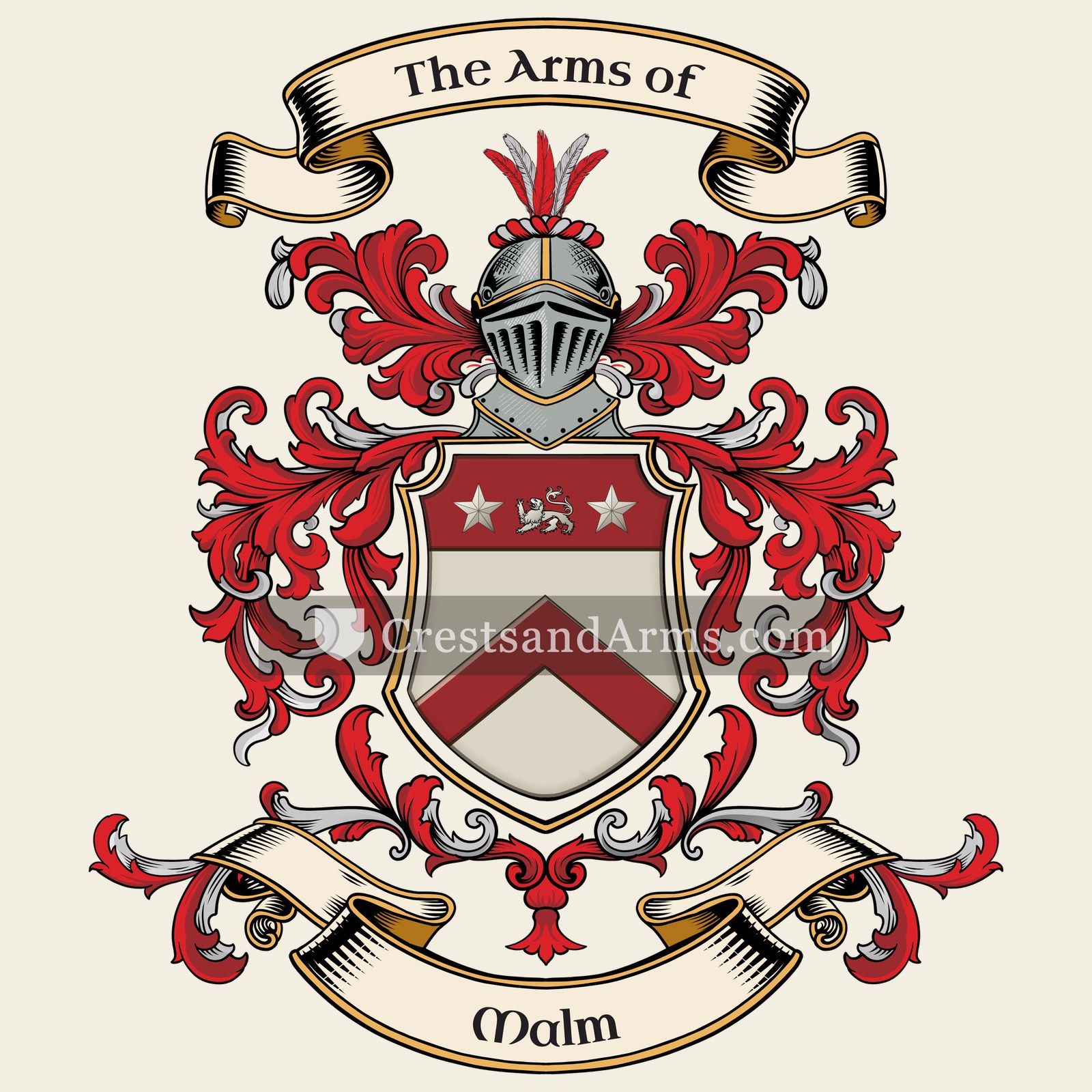 The Malm coat of arms, drawn from the recorded blazon