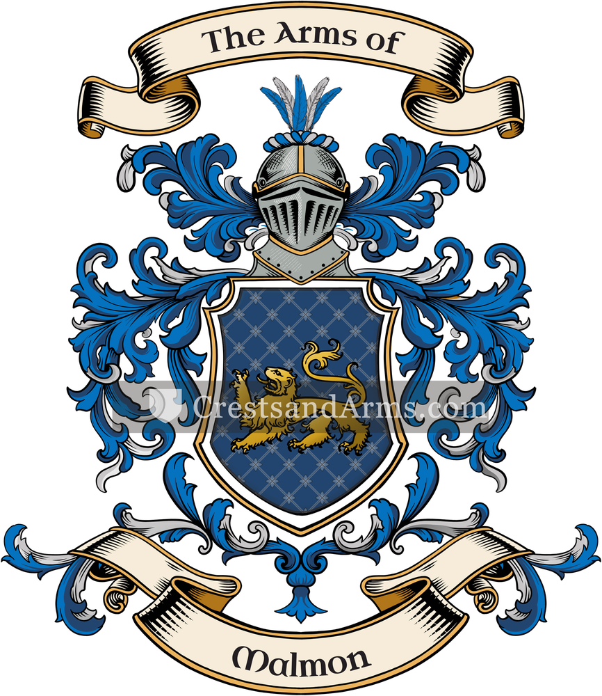 The Malmon coat of arms, drawn from the recorded blazon