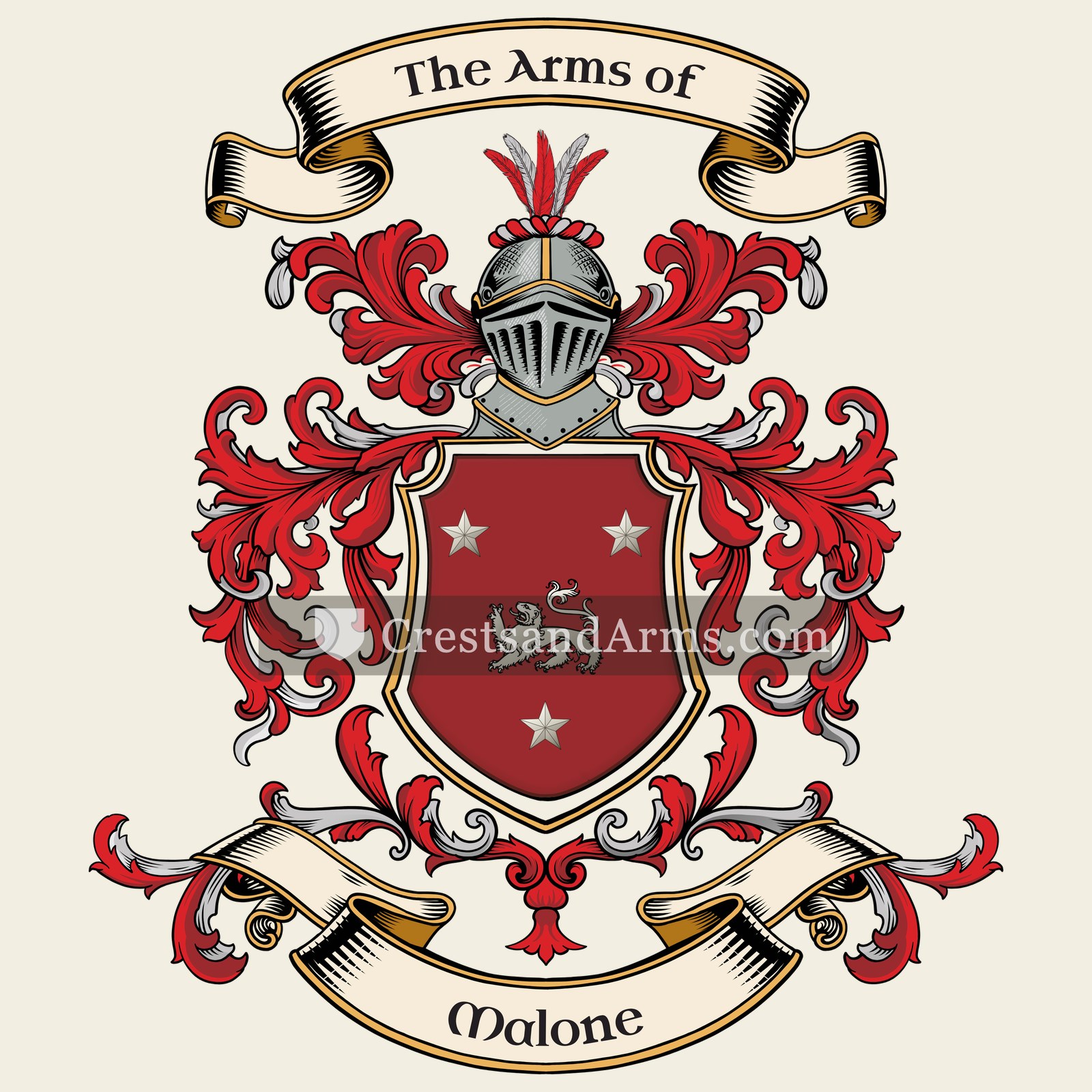 The Malone coat of arms, drawn from the recorded blazon