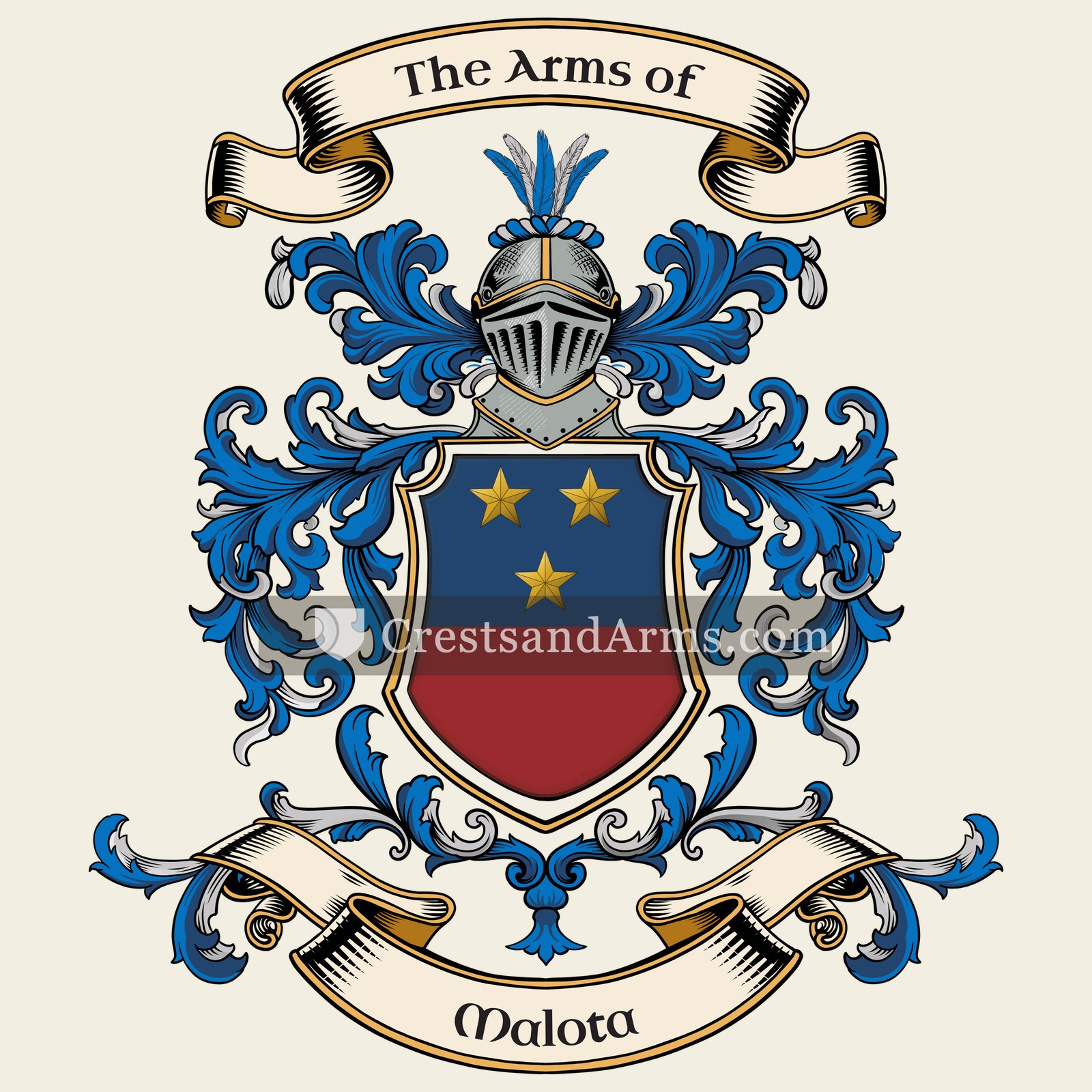 The Malota coat of arms, drawn from the recorded blazon