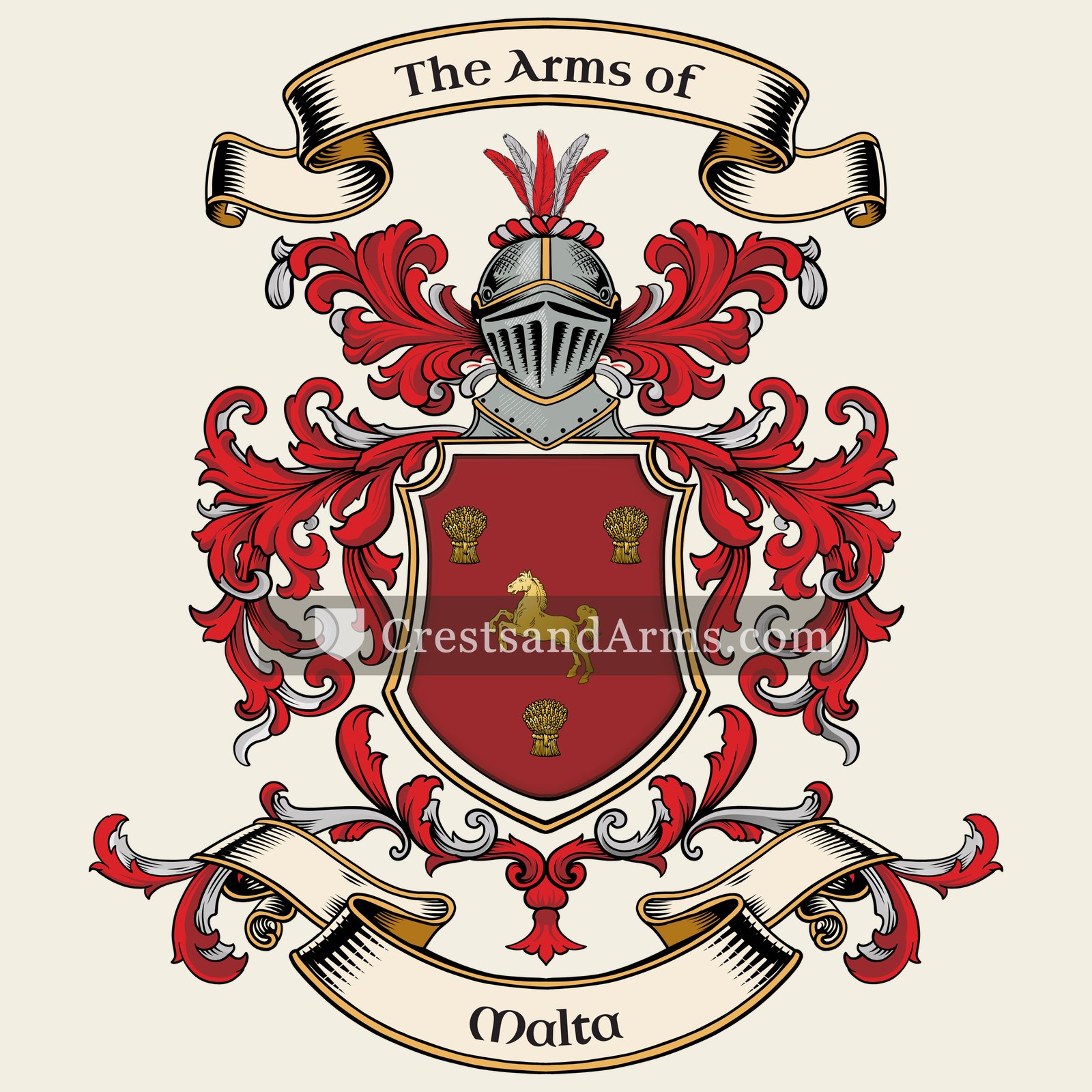 The Malta coat of arms, drawn from the recorded blazon