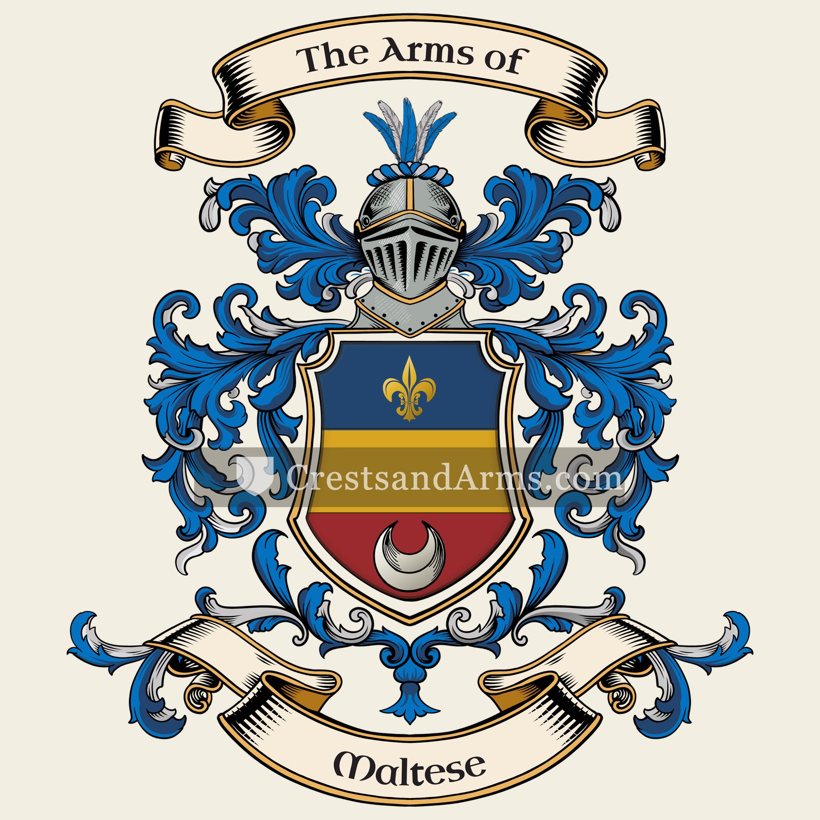 The Maltese coat of arms, drawn from the recorded blazon