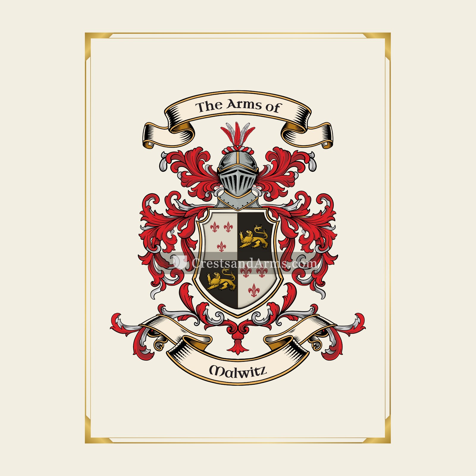With gold border