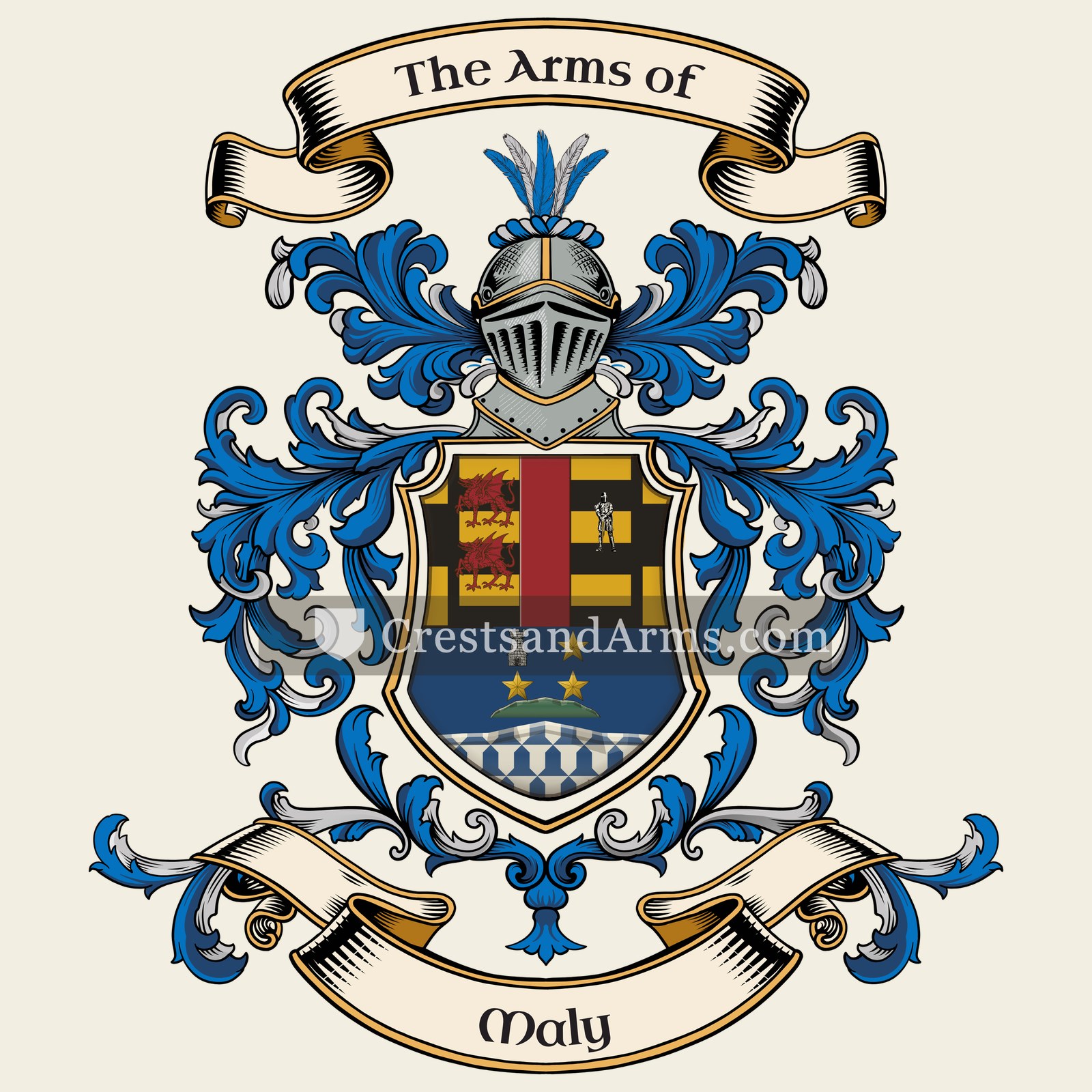 The Maly coat of arms, drawn from the recorded blazon